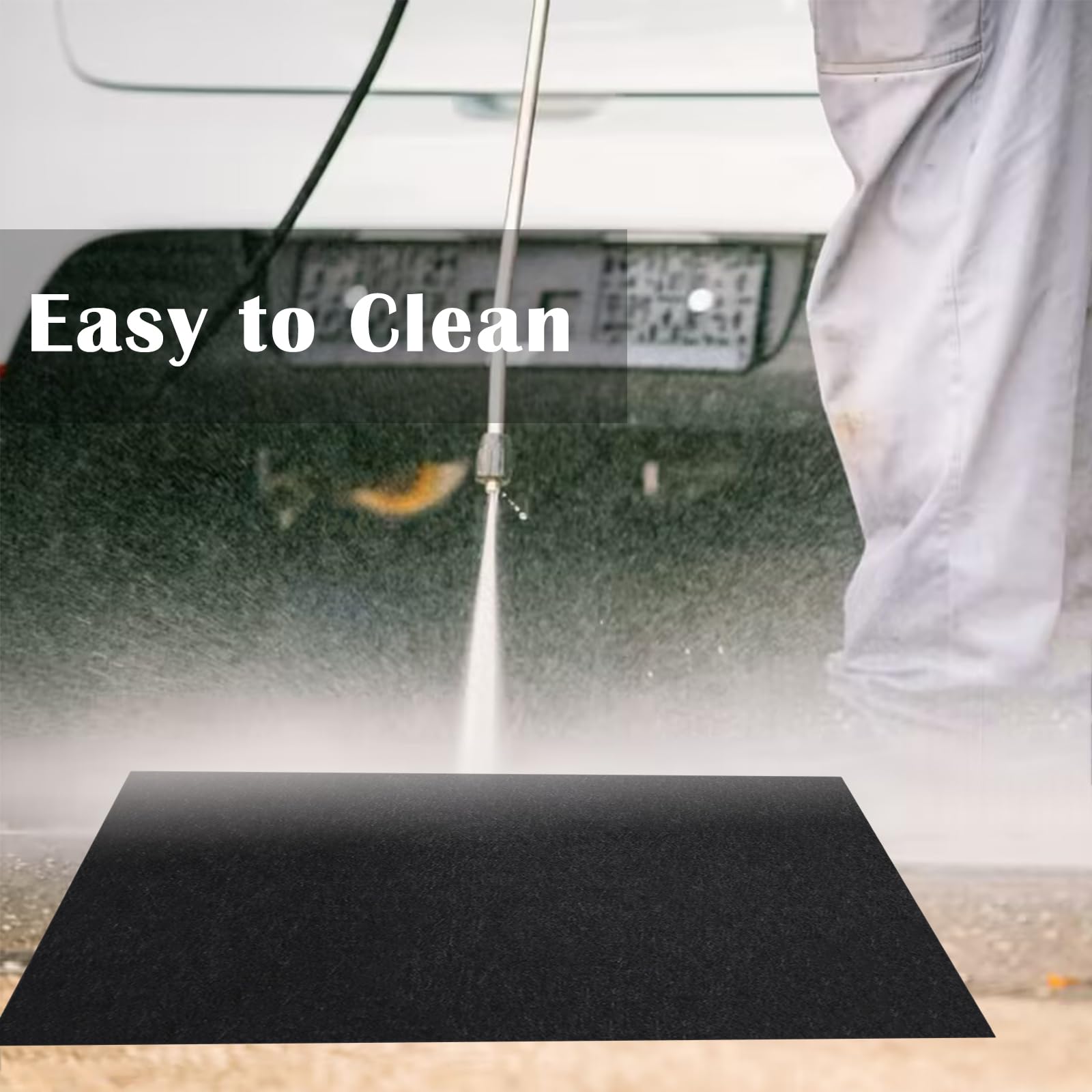 Cheardia 2 Pack Garage Floor Mat, 60 x 36 Inches Oil Spill Under Car With Waterproof Backing, Black Reusable Rubber for Driveway