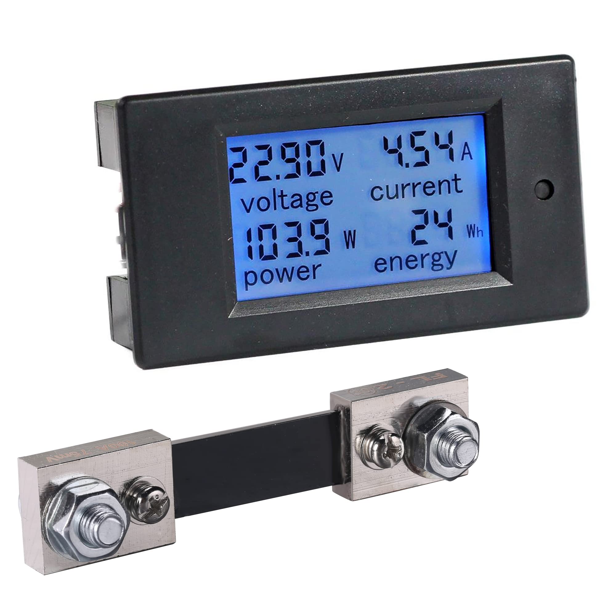 bayite DC 6.5-100V 0-100A LCD Display Digital Current Voltage Power Energy Meter Multimeter Ammeter Voltmeter with 100A Current 