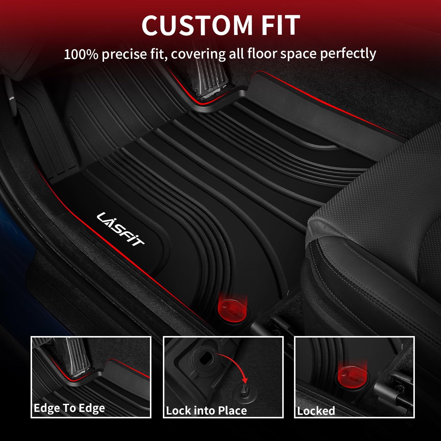 Lasfit Floor Mats For Hyundai Tucson 2025 2024 2023 2022 (Not For Hybrid & Phev), Custom Fit Tpe All Weather Floor Liners 1St &