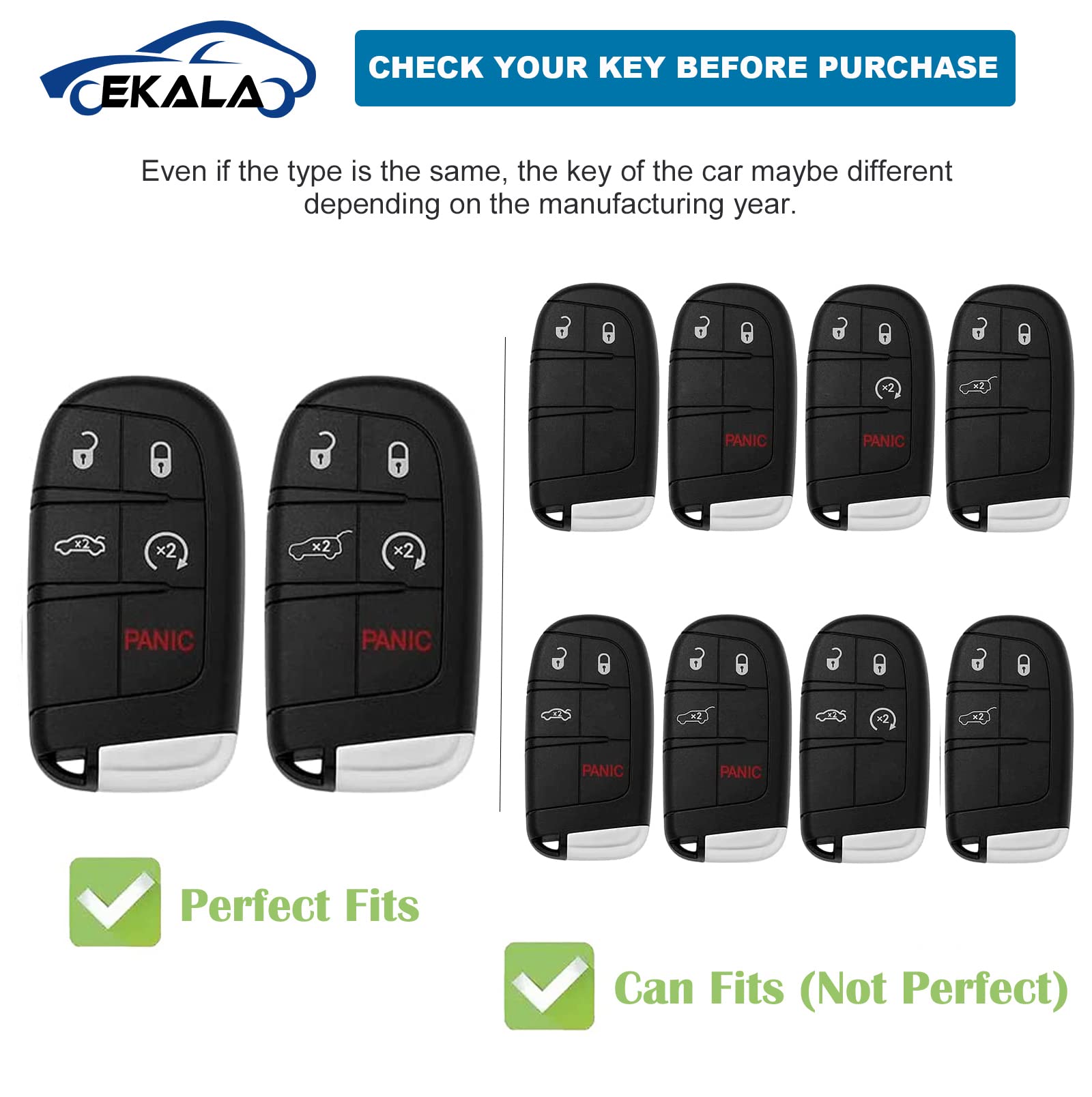 Ekala For Jeep Key Fob Cover Soft Tpu Full Protection Smart Key Case Shell With Bling Keychain Fit For Jeep Grand Cherokee Compass Renegade Dodge Chrysler 5 Buttons Smart Key Case Holder (R-Jep-W)