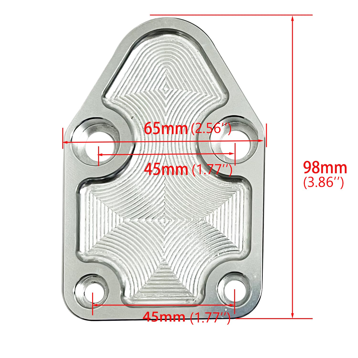 Flashpower Billet SBC Chevy Fuel Pump Block-Off Plate Kit Clear Anodized