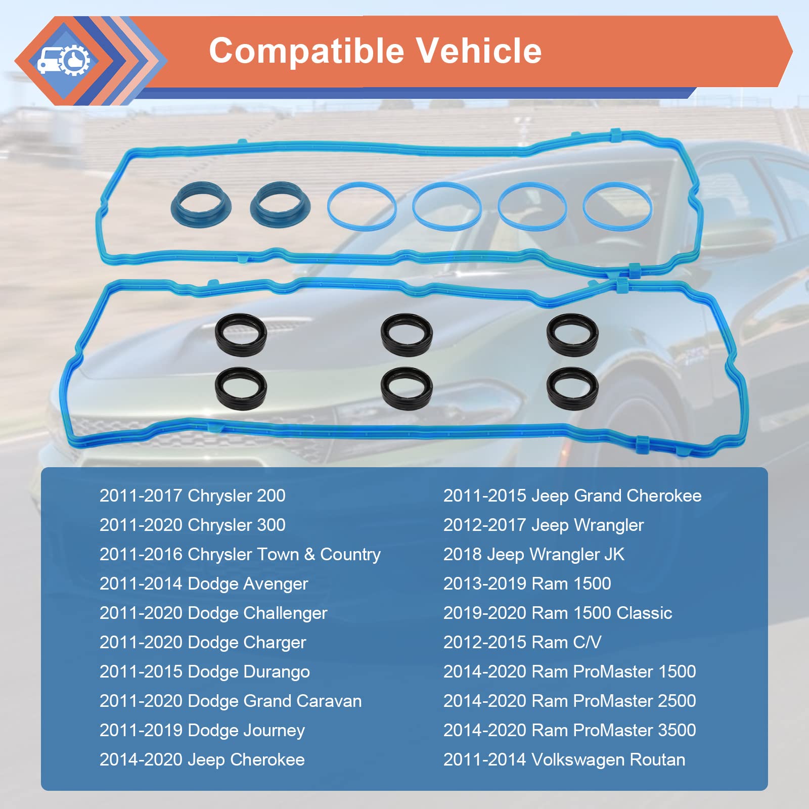 ZONFANT Valve Cover Gasket Set, Compatible with 2011-2020 Dodge Charger Grand Caravan Durango Challenger Avenger, Ram 1500 ProMa