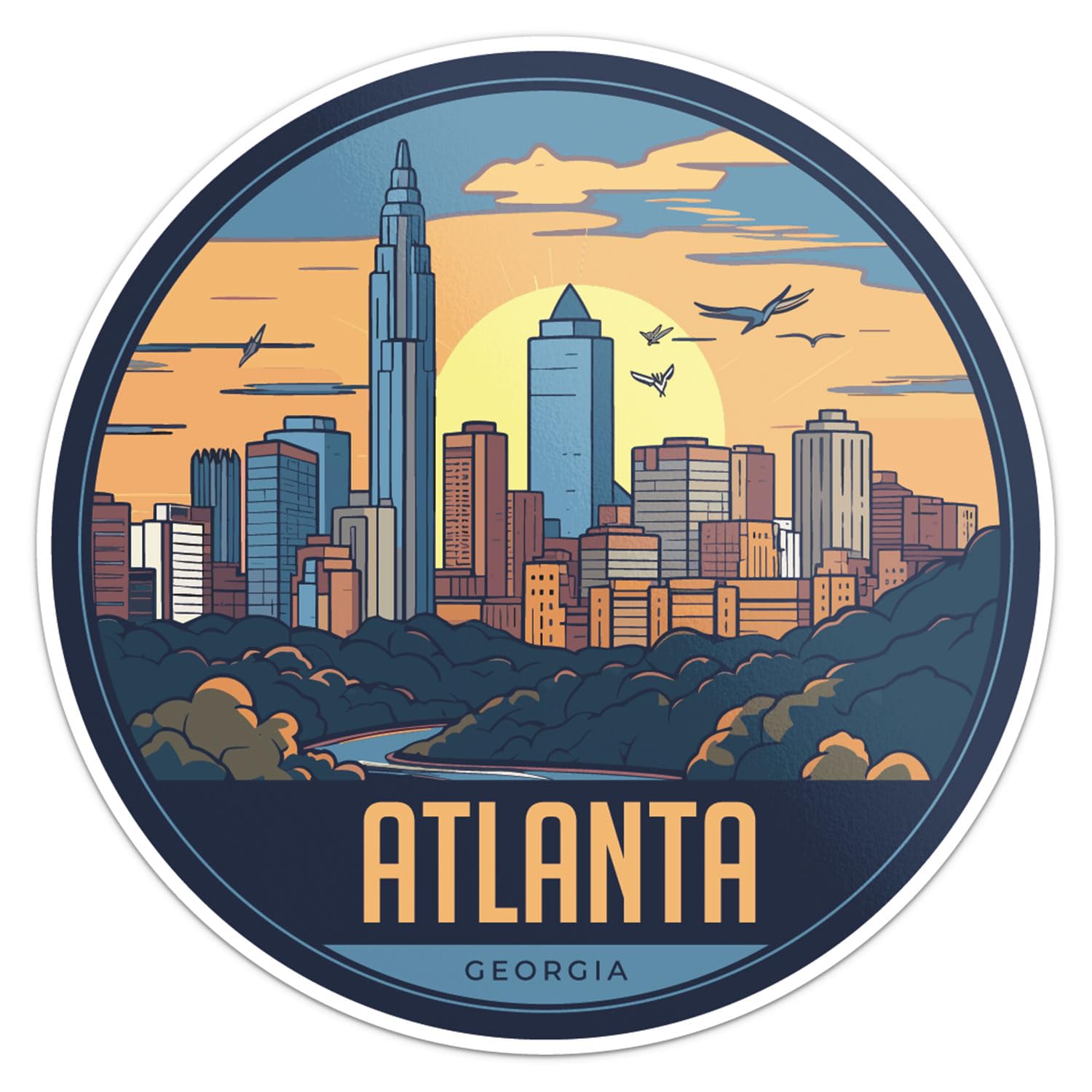 Atlanta City Sticker - Waterproof Vinyl Decal for Car Bumper, Laptop, Water Bottle, Wall, and Window, Size - 3'' Longer Side