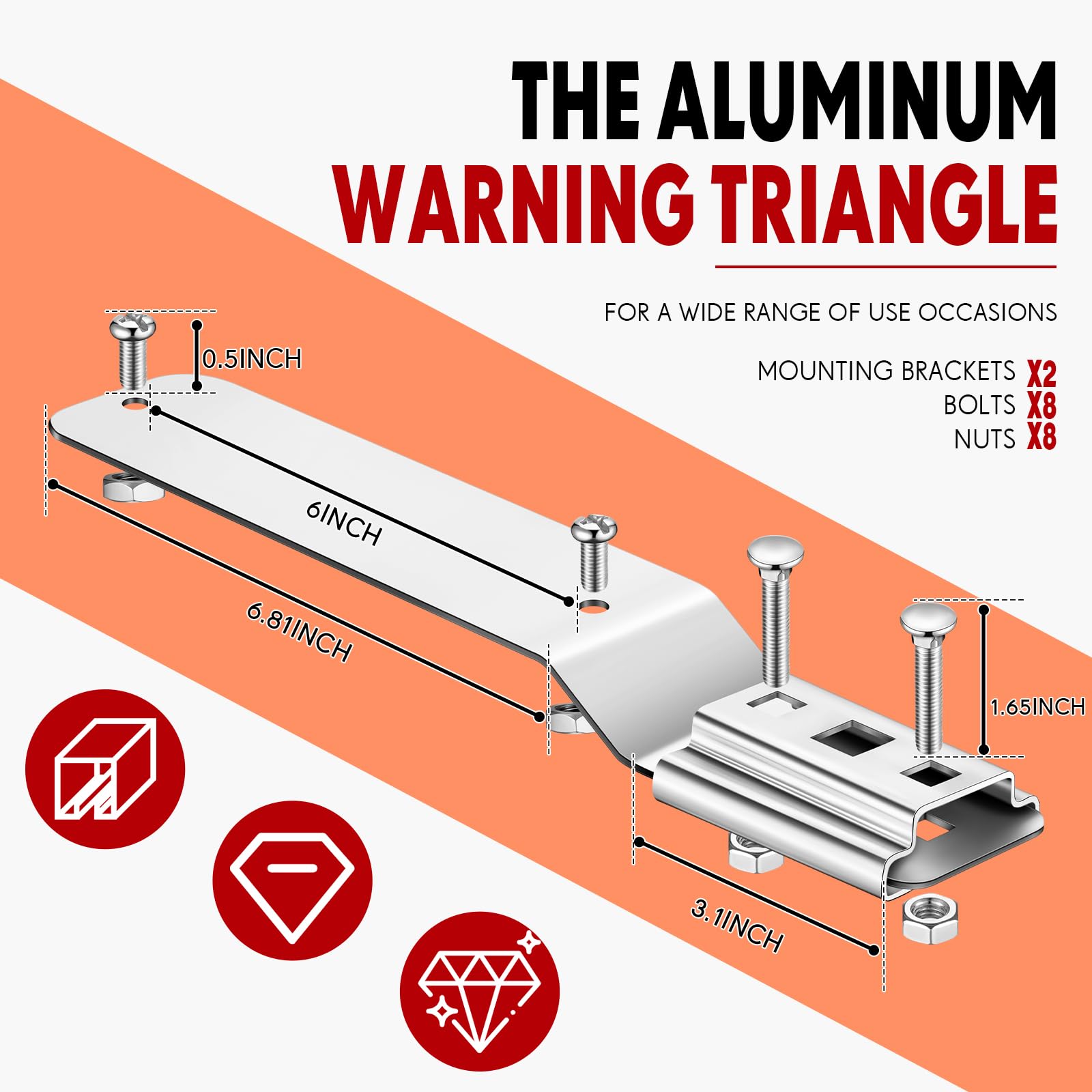 Yaocom 3 Sets Slow Moving Vehicle Sign with Mounting Bracket 14 x 16 Inch Slow Moving Vehicle Triangle Sign Aluminum Warning Tri