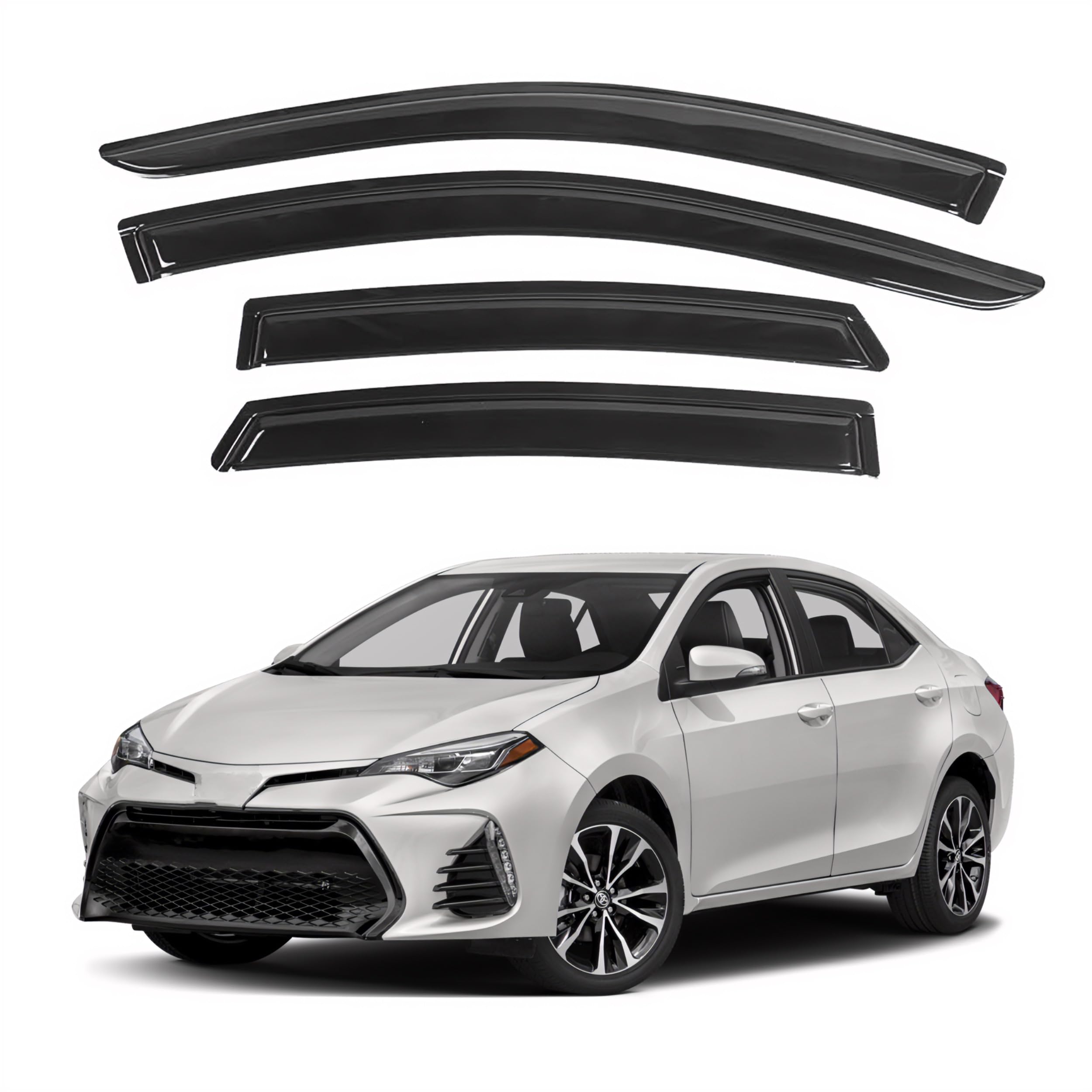 Ig Window Visor For Toyota Corolla Sedan 2014-2019, Rain Guard Tape-On Sun Wind Side Vent Window Deflector Mugen Style, 2014 201