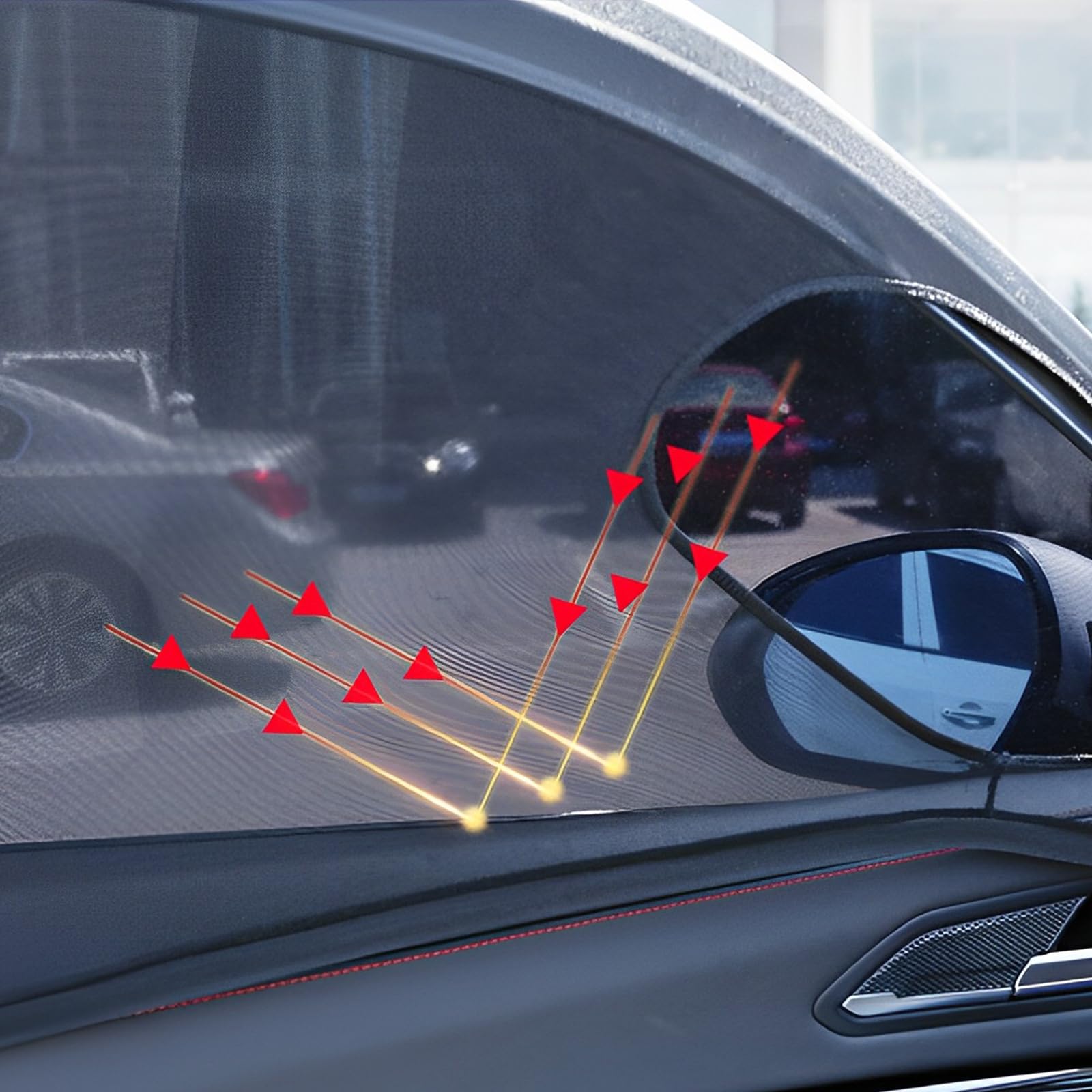 JINRUCHE Car Window Shades, 2 Pack Sun Shades for Front Window, Stretchy Universal, Suitable for Mid-Size Cars & SUVs, Breathabl