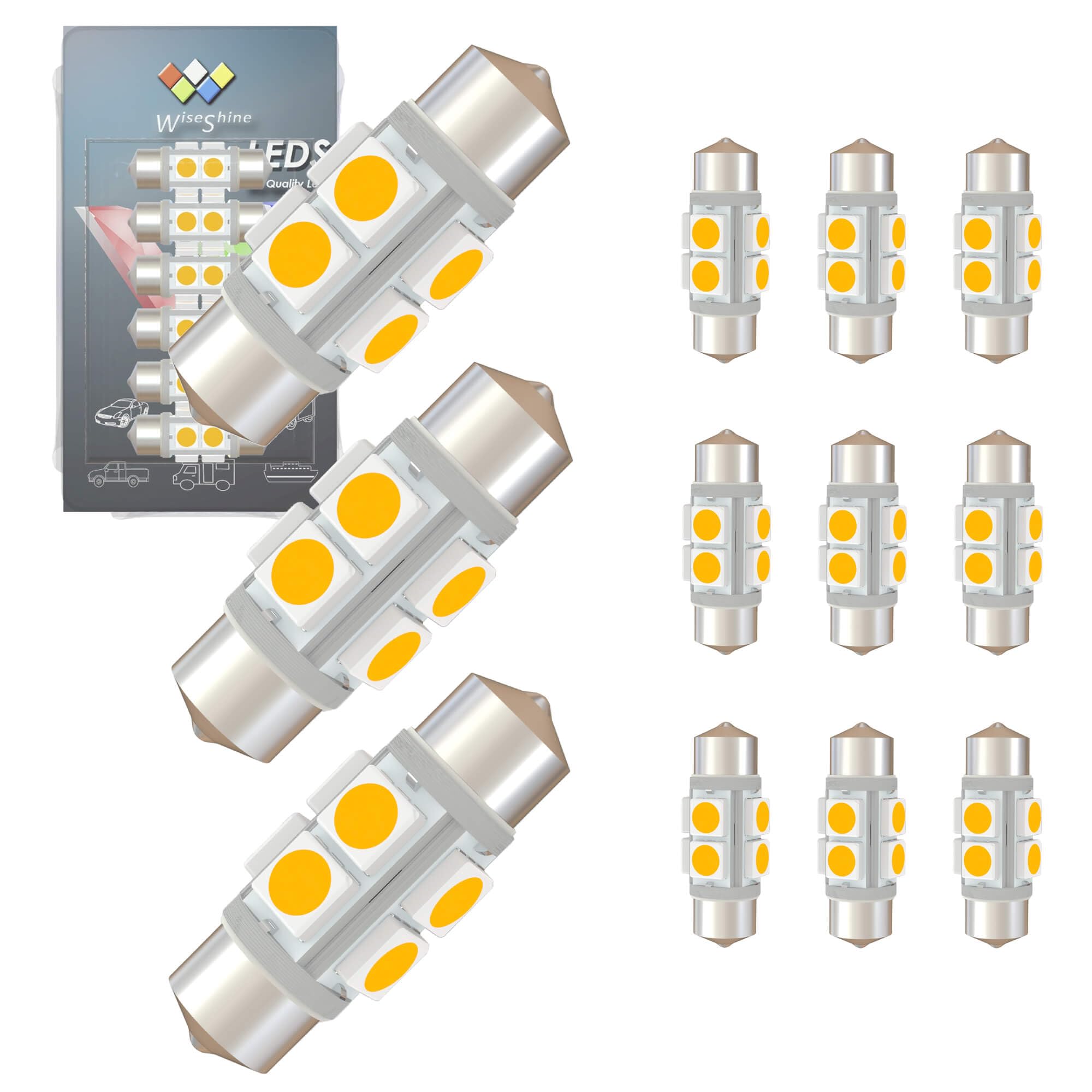 Wiseshine DC 24V 31mm Festoon LED Bulb DE3175 LED Car Bulb Warm White for Truck Interior Dome Reading Map Cargo Lights (Pack 12)