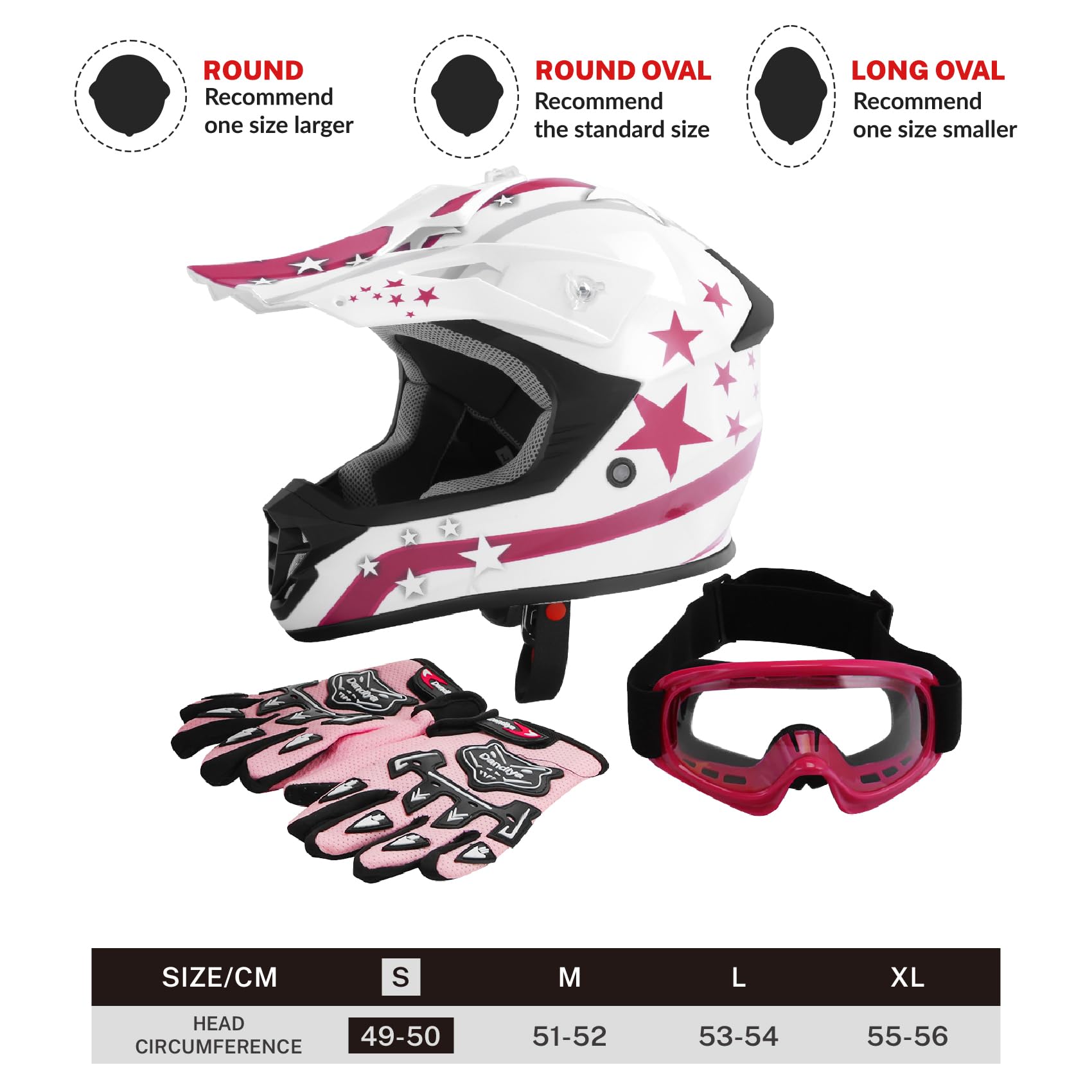 Tct-Motorparts Dot Pink Four Wheeler Girls Riding Helmet Youth Kids Motocross Atv Helmets Offroad Street Dirt Bike Go-Kart Bmx M