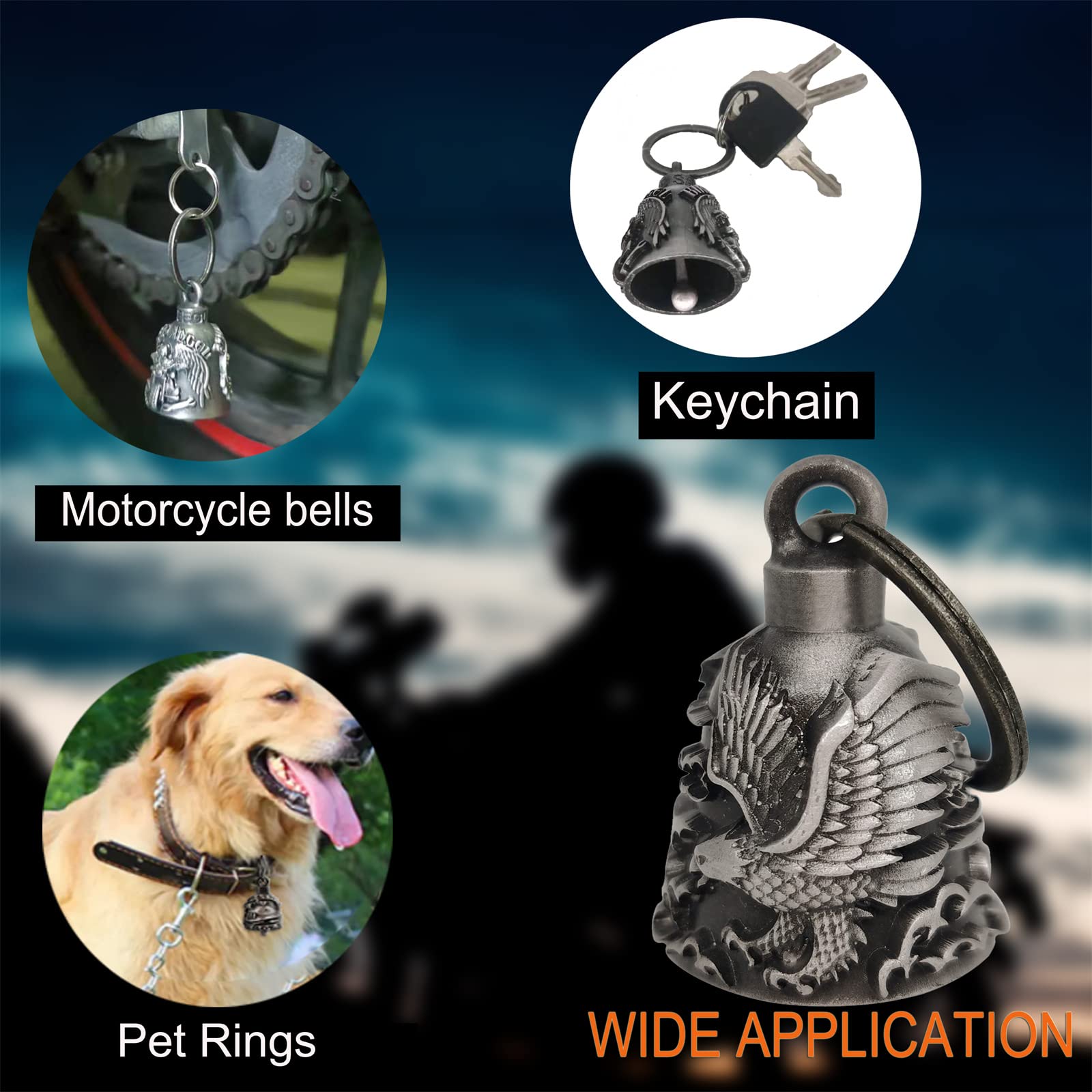 Dream Apparel Motorcycle Ride Bell For Bikers,Heavy Spirit Bells Accessory And Key Chain For Luck (Dbl5-L Eagle)