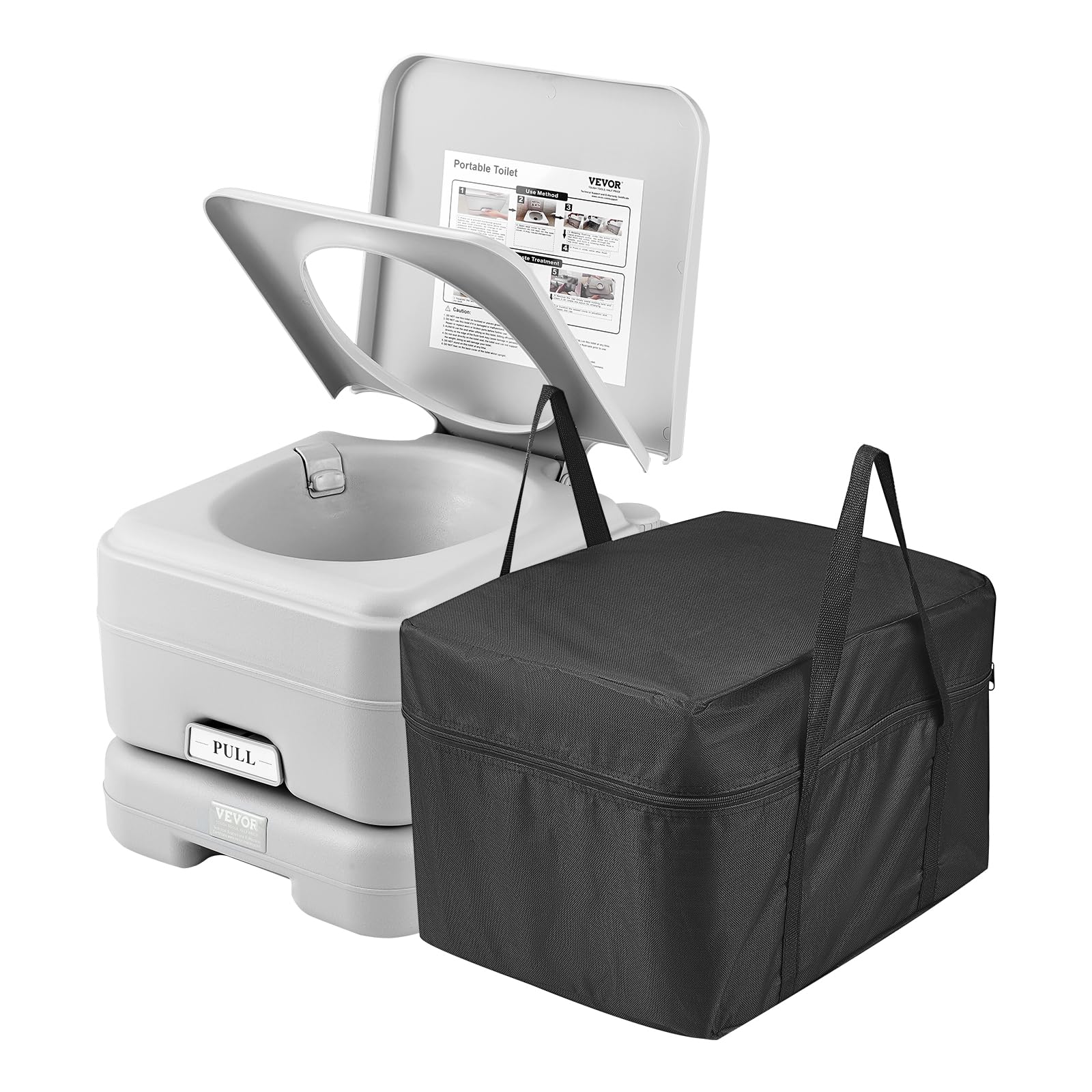 VEVOR Portable Toilet for Camping, RV Toilet, Cassette Toilet with 3.2 Gal, Push-Button Pressurized Flush Commode, Sealed Spill-