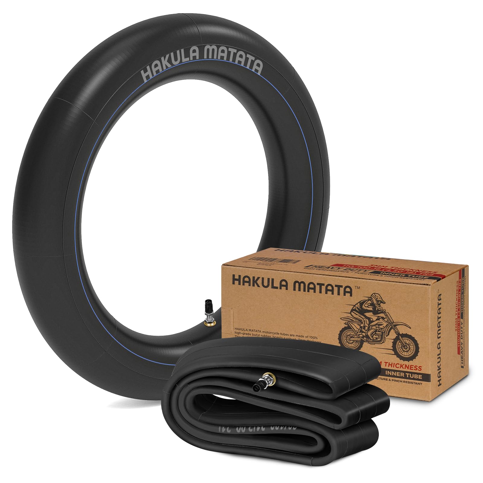 HAKULA MATATA 4.50-18 Dirt Bike Replacement Inner Tube with TR4 Valve Stem, 110/100-18 Heavy Duty Motorcycle Butyl Rubber Inner 