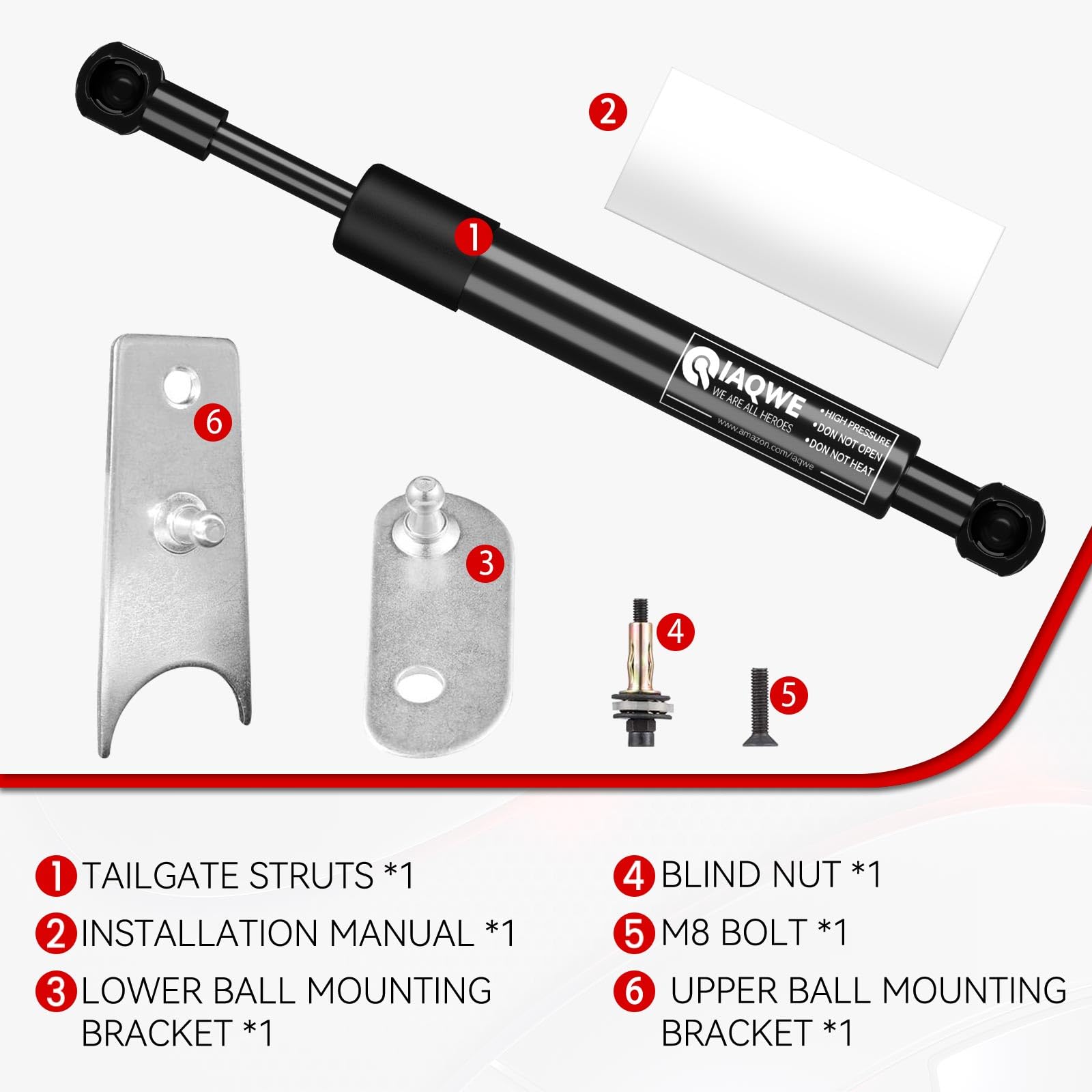 Iaqwe 43102 Truck Tailgate Assist Shock Compatible With 2007-2018 Chevy Silverado / 2007-2018 Gmc Sierra1500 2500Hd 3500Hd (Prov