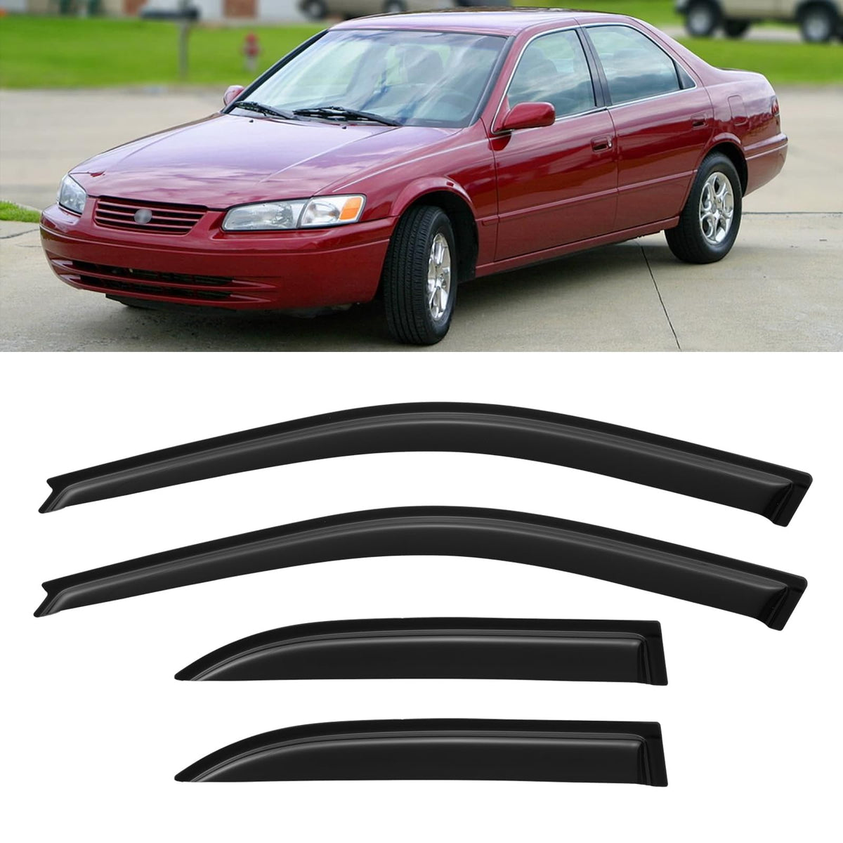 Window Visors Rain Guards Shield for 1997-2001 Toyota Camry, Out-Channel Window Vent Wind Deflectors Visors Shades for 97-01 Cam