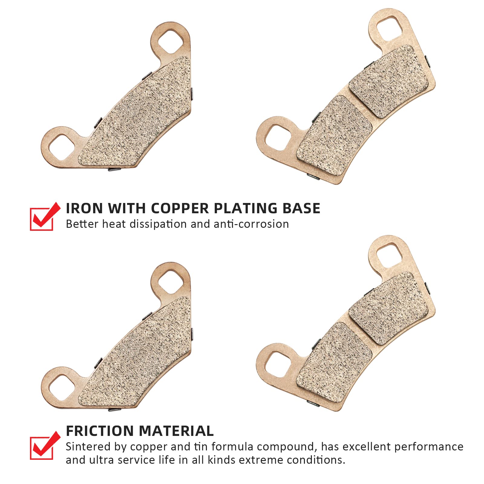 Front Rear Brake Pads Sintered For Polaris Rzr 800 S-800 570 S-570, Oem# 2203318 2208936 2202412 2208935