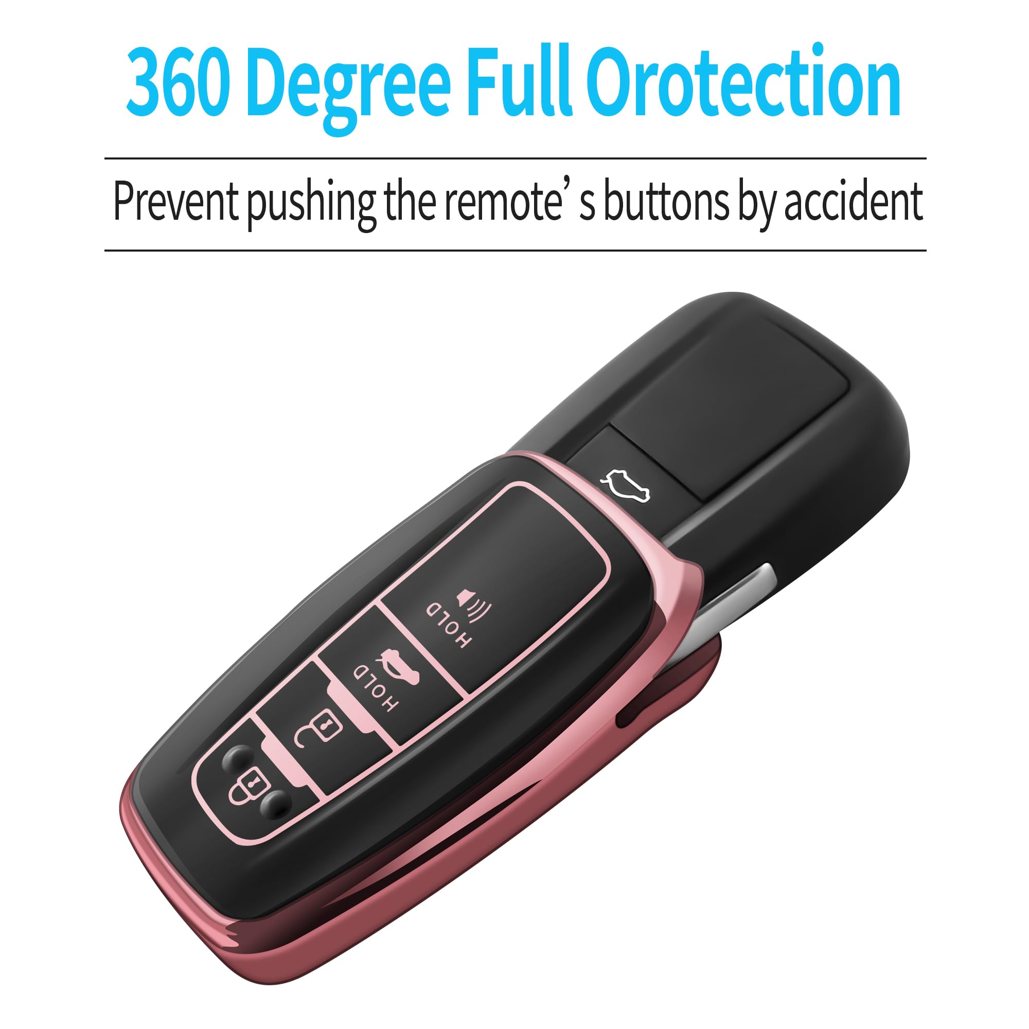 Autophone Compatible With Toyota Key Fob Cover With Keychain Fit For 2020-2022 Highlander Prius Corolla 2018-2024 Camry Rav4 Avalon C-Hr Gt86 (Pink)