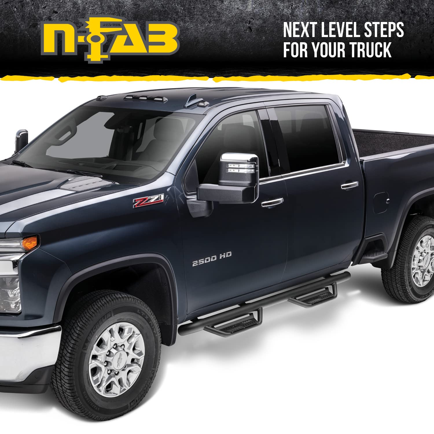 N-Fab Podium Ss Steps For Ford F-150 | Cab Length, Stainless Steel, Polished | Hpf1585Cc-Ss | Fits 2015-2024 Ford F-150, 2018-20