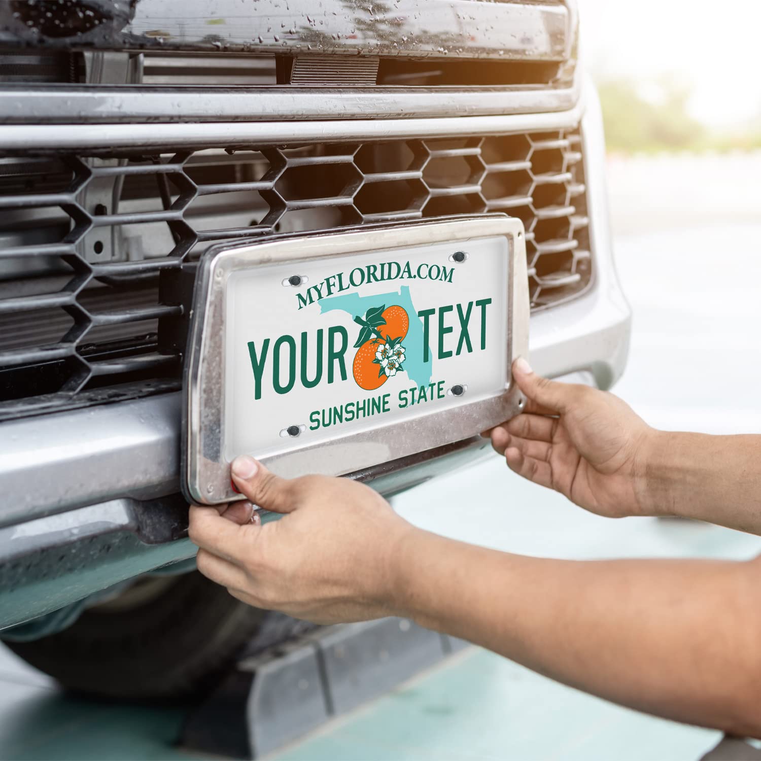 Custom Florida License Plate, Personalized 50 States Fake License Plate For Front Of Car Sign 6X12 Inches, Rust Free .040 Aluminum, Fade Resistant, Made In Usa By Sigo Signs