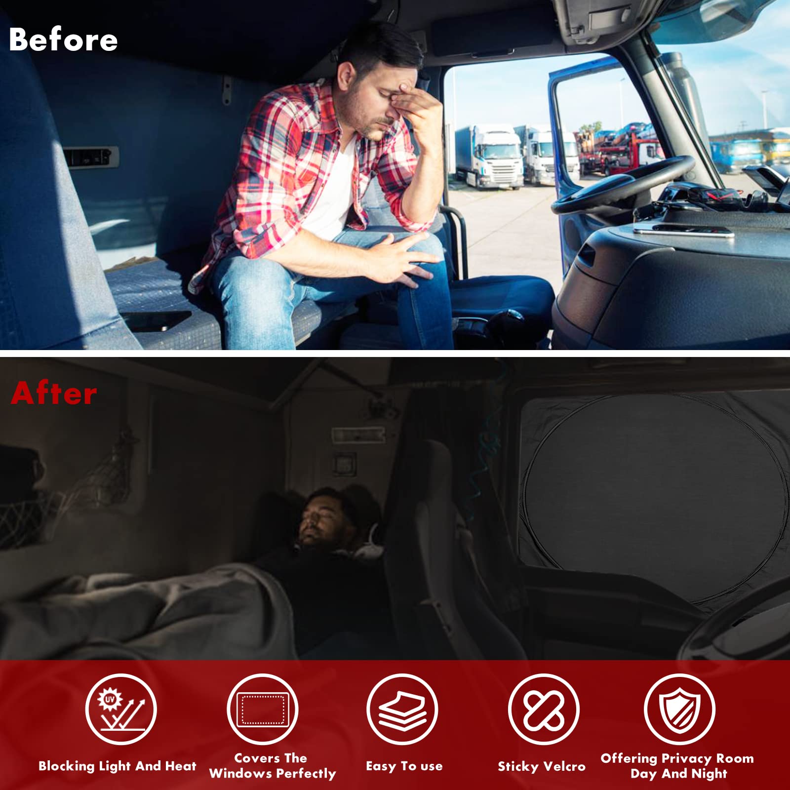 Vepagoo Semi-Truck Sun Shade For Windshield And Side Window, Sun Protector Blocking Uv Rays, Best For Semi, Commercial & Big Rig