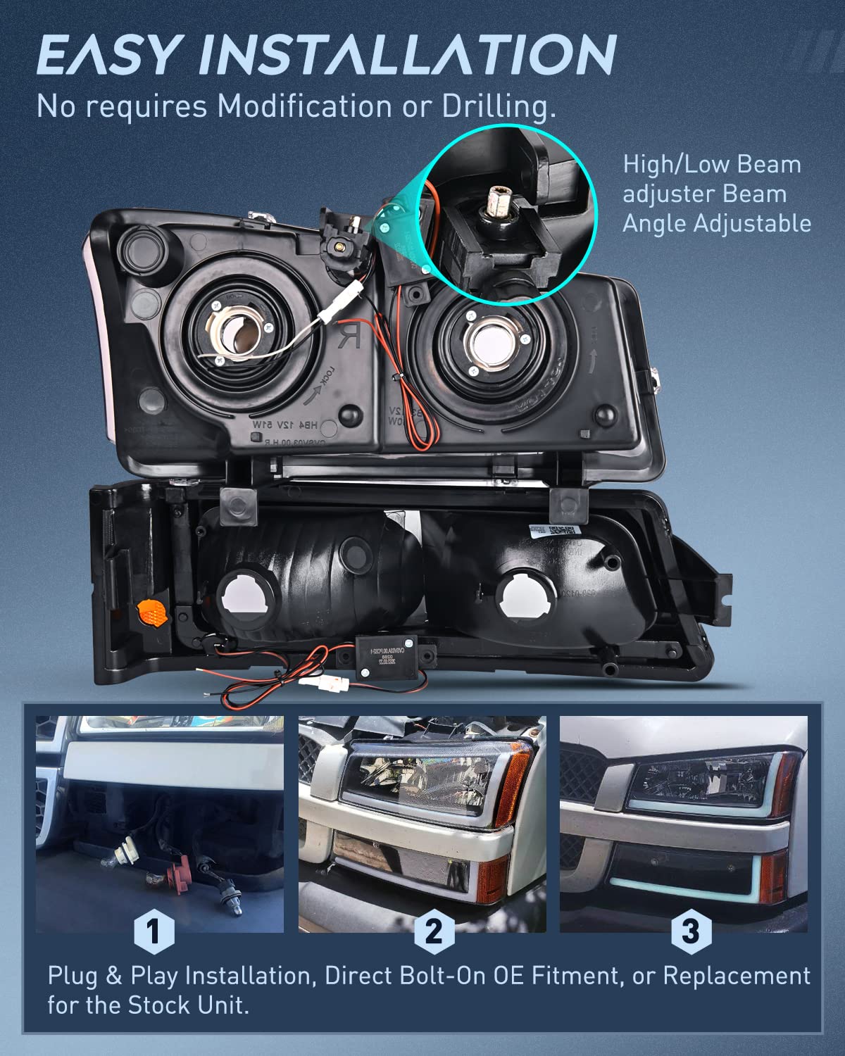 Nilight Headlights Assembly Led Drl For 2003 2004 2005 2006 Chevy Silverado Avalanche 1500 2500 3500/2007 Chevrolet Silverado Cl