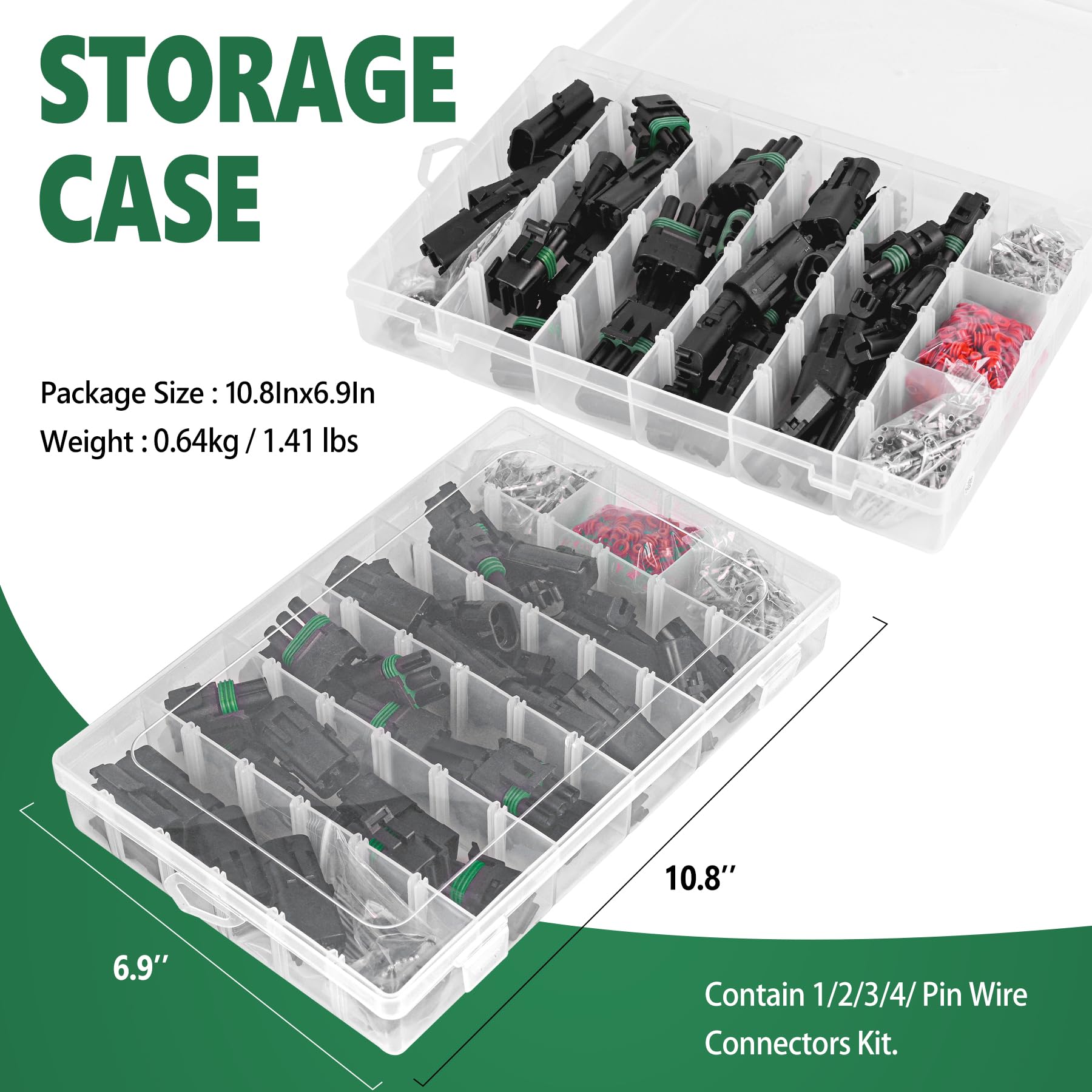 502Pcs 28 Kits Waterproof Automotive Electrical Connectors 1/2/3/4 Male&Female Pin 22-14Awg Wire Harness Spark Plug Connector Te