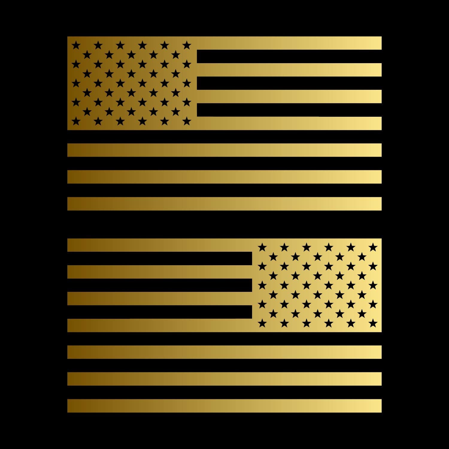 American Us Flag [Pick Color/Size] Vinyl Decal Sticker For Laptop/Car/Truck/Window/Bumper (7.5In Subdued Pair, Metallic Gold)