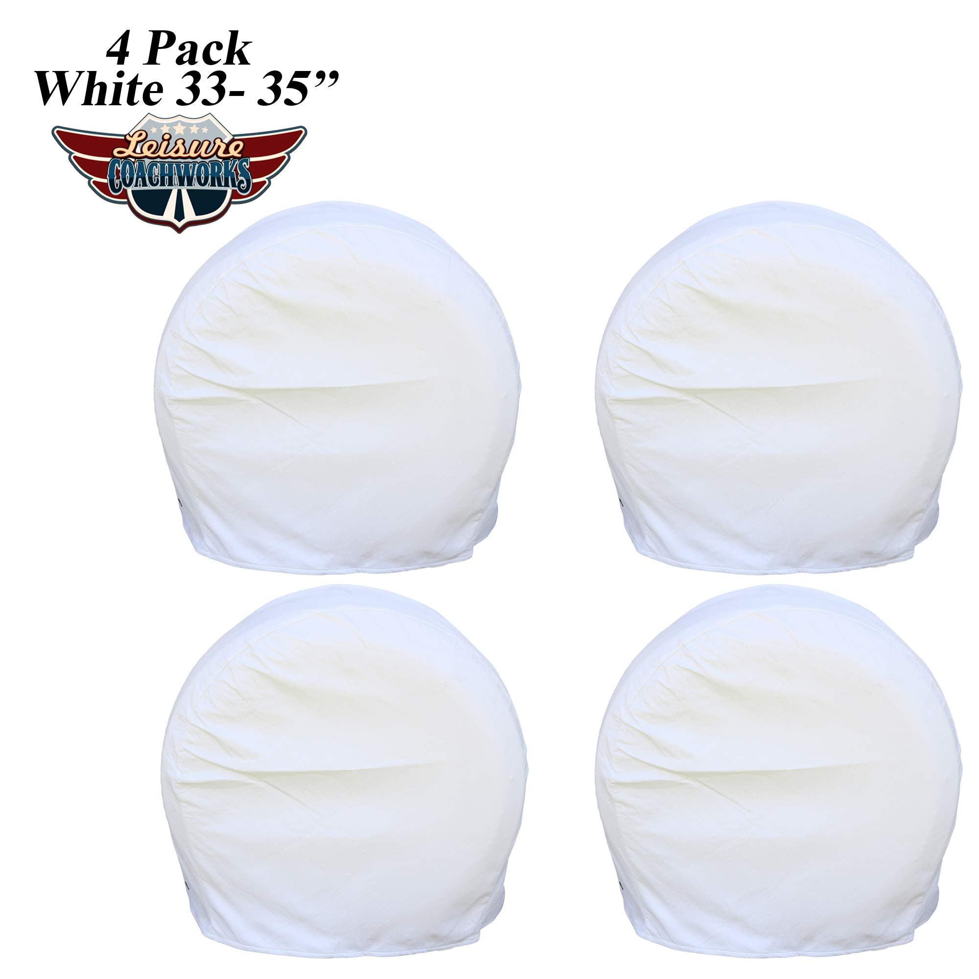 Leisure Coachworks Tire Covers For Rv Wheel Set Of 4 White Motorhome Wheel Covers Waterproof Soft Vinyl Tire Protectors Tire Cov