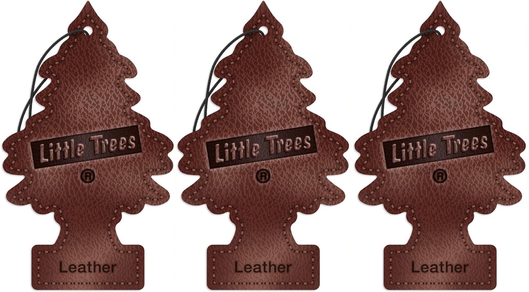 Little Trees Car Air Freshener | Hanging Paper Tree For Home Or Car | Leather Scent | 3 Pack