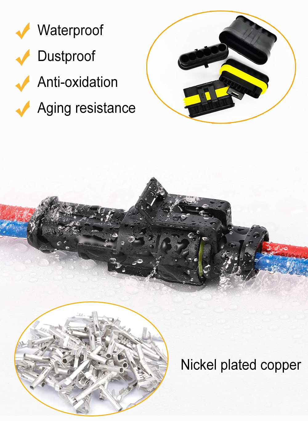 Twippo 708Pcs Waterproof Automotive Electrical Connector Terminals Automotive Electrical Wire Connector Plug Kit 1/2/3/4/5/6 Pin