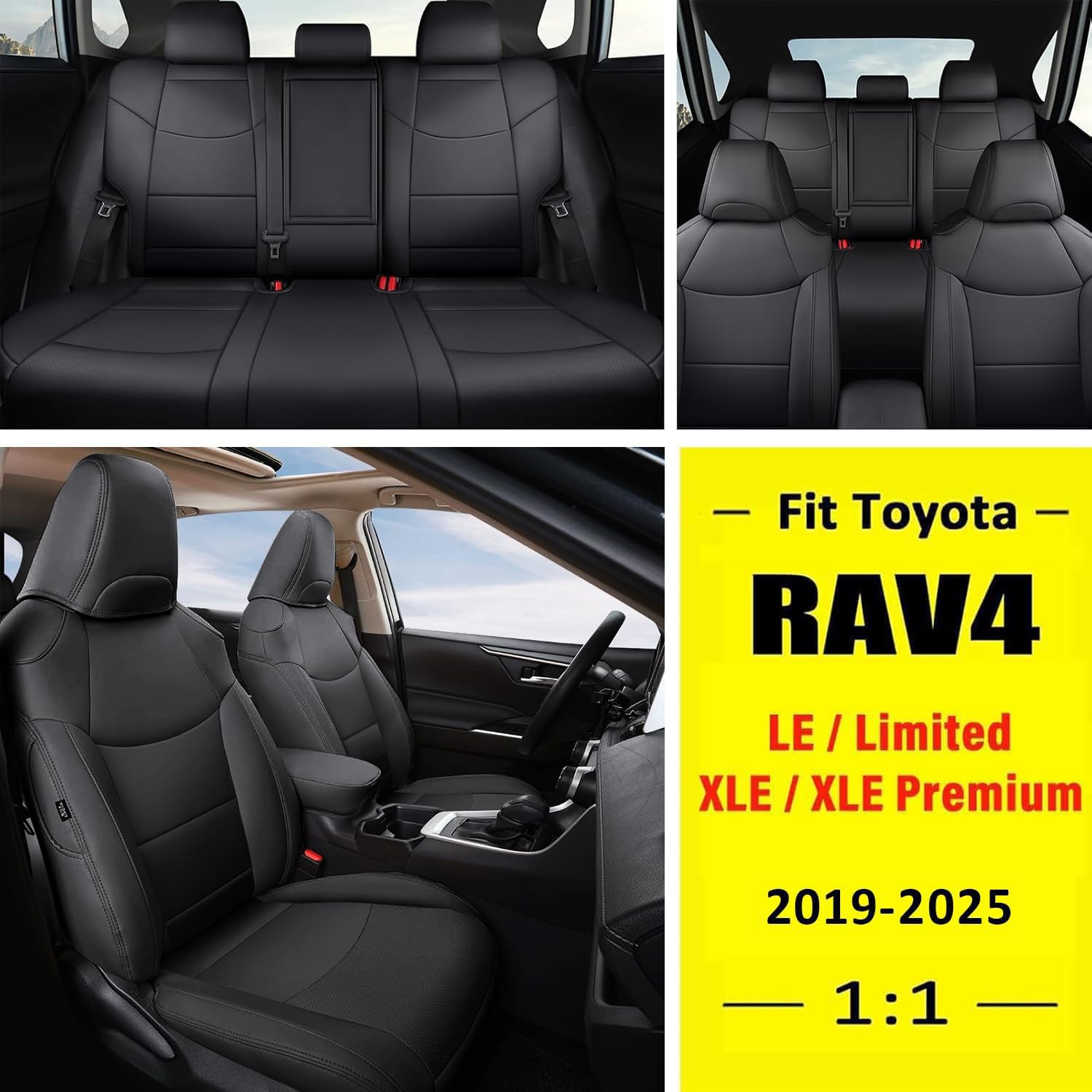 Giant Panda Customized Full Set Car Seat Covers Fit For Toyota Rav4 Le, Xle, Xle Premium, Limited,2019 2020 2021 2022 2023 2024