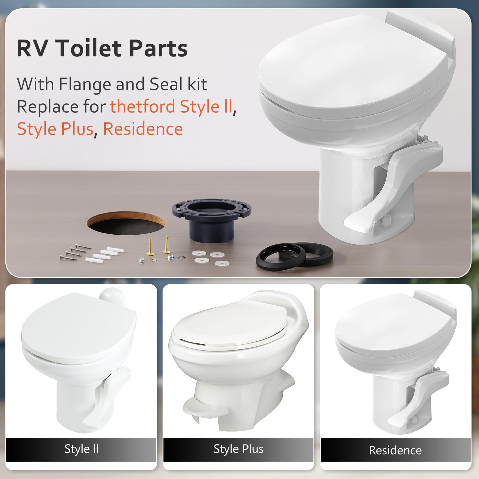 Boeemi Rv Toilet Seal And Socket Floor Flange Kit, Replace For Aqua Magic Style Plus, Style Ii And Residence, 385345892 Flange A