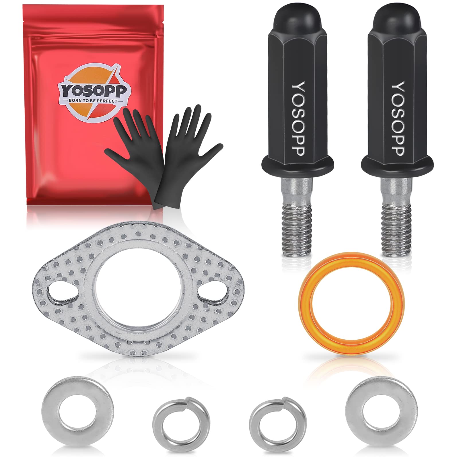 Yosopp Gy6 Exhaust Bolt Nuts Gasket For 50Cc 70Cc 90Cc 110Cc 125Cc 150Cc Scooters Atvs Gmb139 Engine Moped Quad 4 Wheeler Dune Buggy Go Karts Taotao Sunl Coolster Jonway Roketa Sandrail (Black)