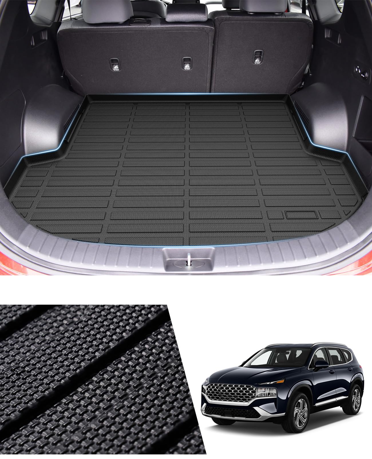 Sunsdrew Cargo Liner for Hyundai Santa Fe 2021 2022 2023 Santa Fe Hybrid/Santa Fe Plug-in Hybrid 2022 2023 Accessories All Weath