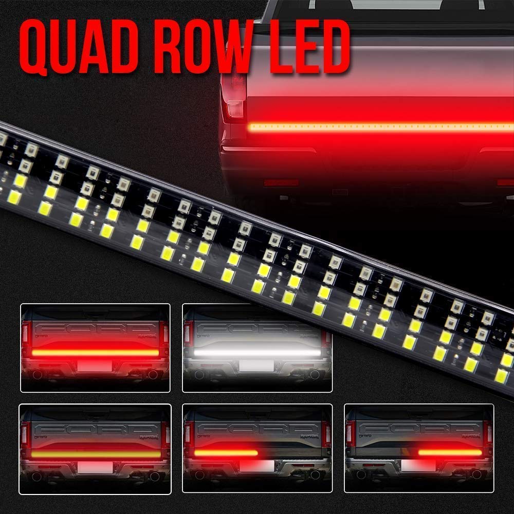 Opl5 Tailgate Light Bar 48 Inch, Quad Row 2 Color 504 Leds Truck Tail Light Strip Led Turn Signal Brake Running White Reverse Lights Universal Light For Trucks Pickup Trailer Suv (48" Quad 2Color)