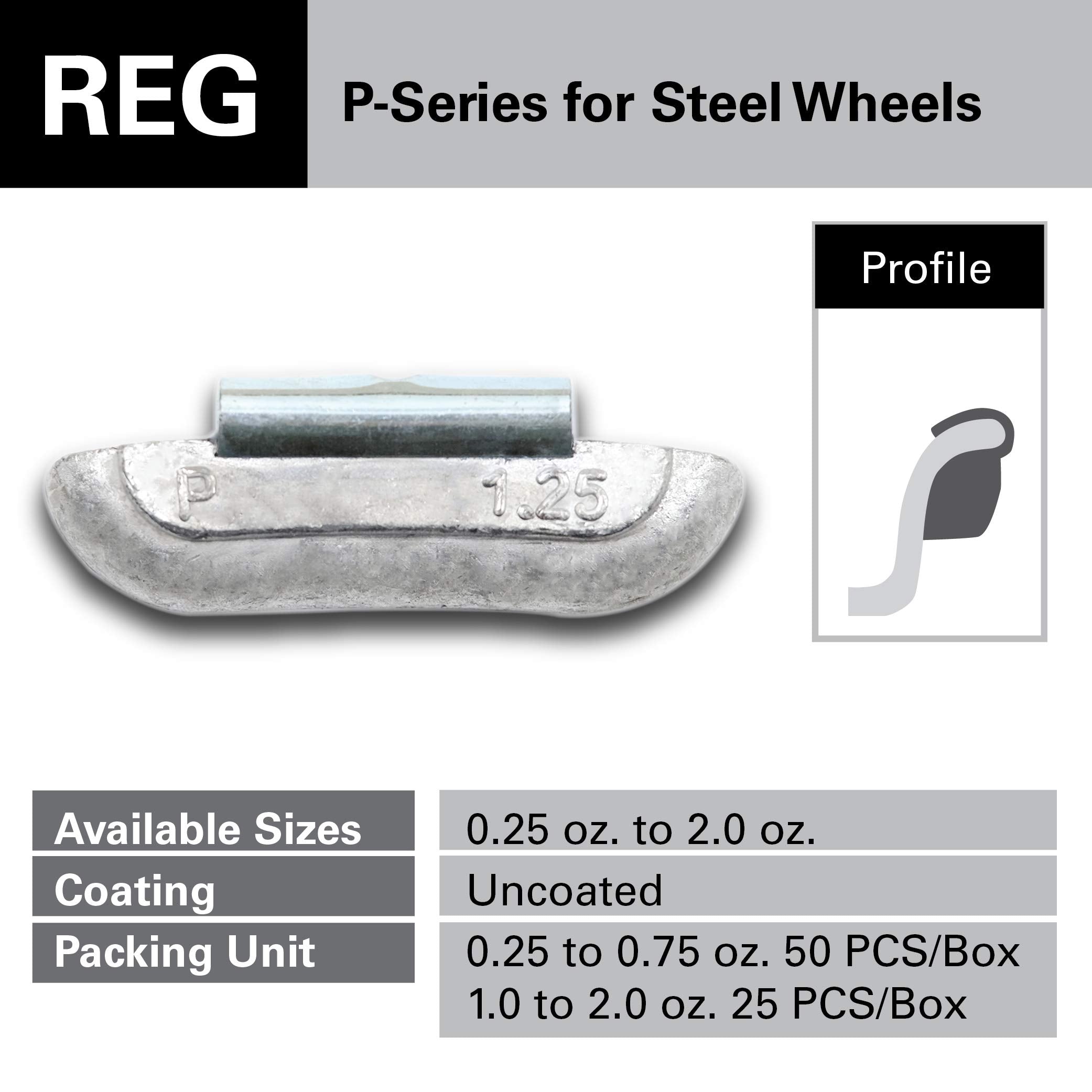 Ckauto P Style 1Oz Lead Clip On Wheel Weights, Uncoated, 25Pcs/Box