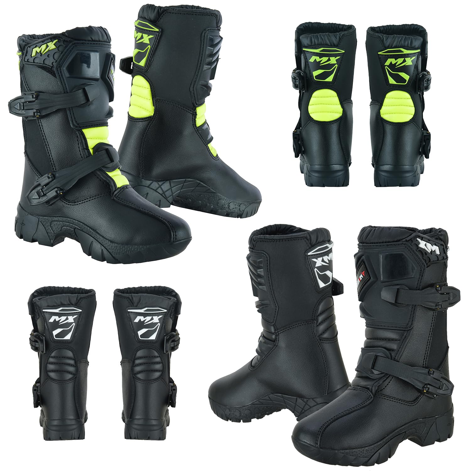 PROFIRST Motorcycle kids boots Motorbike Waterproof shoes Motorcross Dirt Bike Riding Biker Boots for kids (Green, US Footwear S
