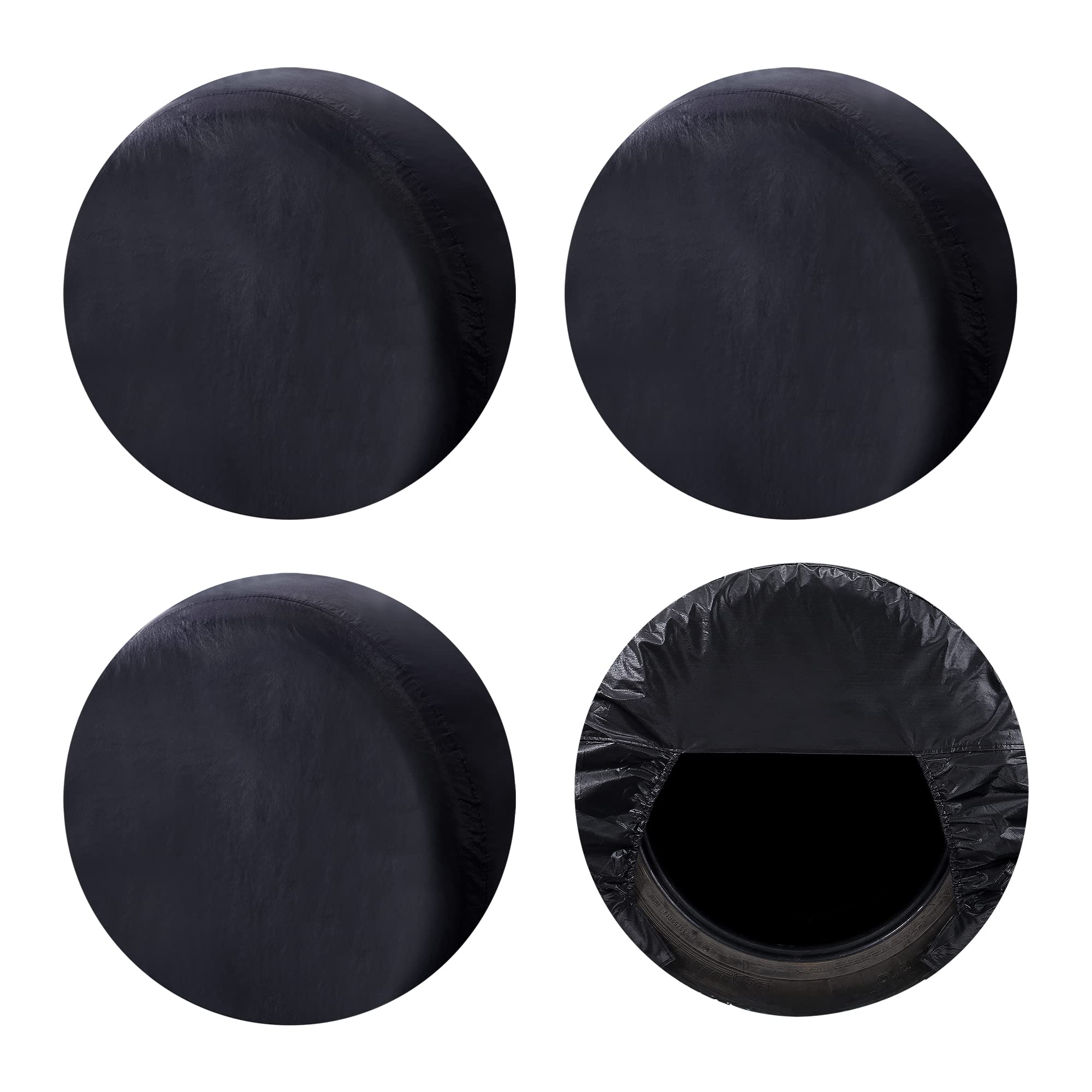 Moonet Tire Covers For Rv Wheel (4 Pack Black), Oxford Waterproof Uv Sun Protectors For Truck Motorhome Boat Trailer Camper Van