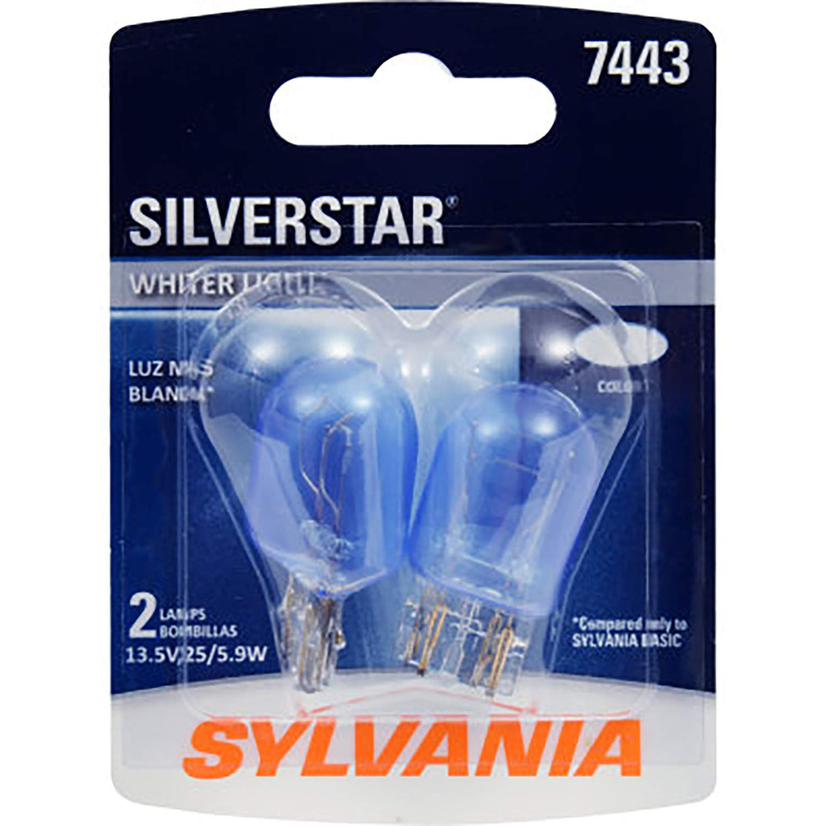 SYLVANIA - 7443 SilverStar Mini Bulb - Brighter and Whiter Light, Ideal for Daytime Running Lights (DRL) and Back-Up/Reverse Lig