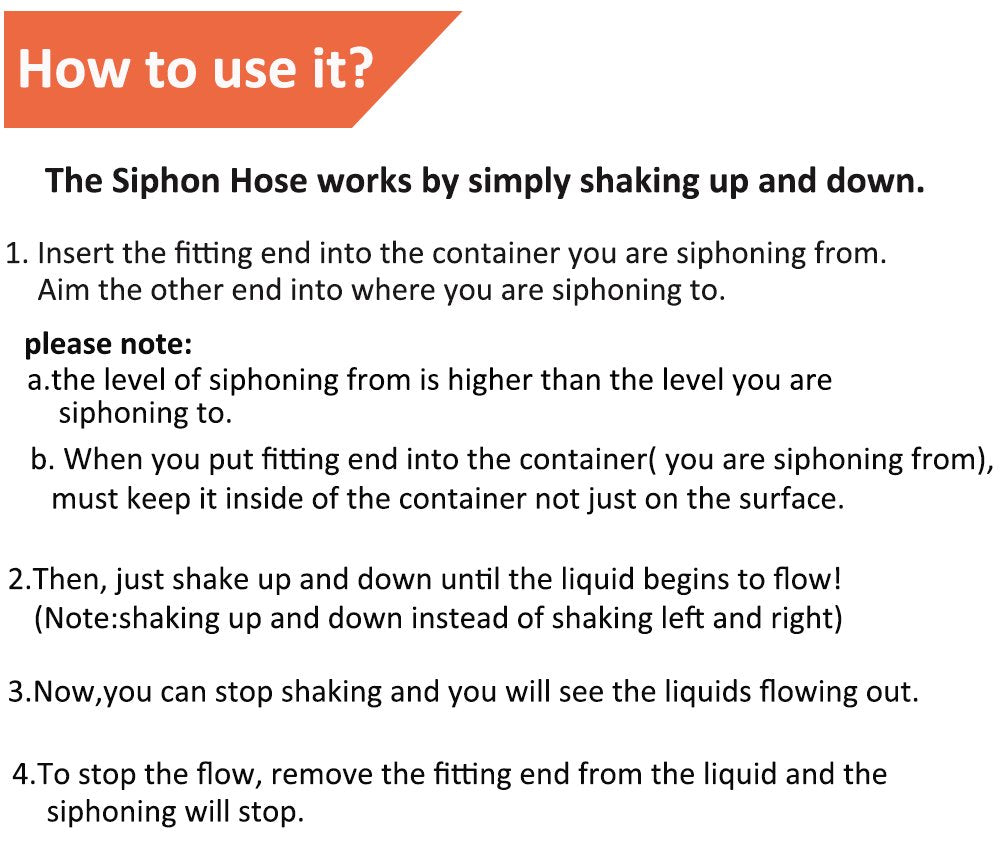 Wadoy Gas Siphon Hose Pump, Shaker Siphon for Gasoline/Fuel/Water Transfer, Safety Self Priming Hose 1/2 Valve