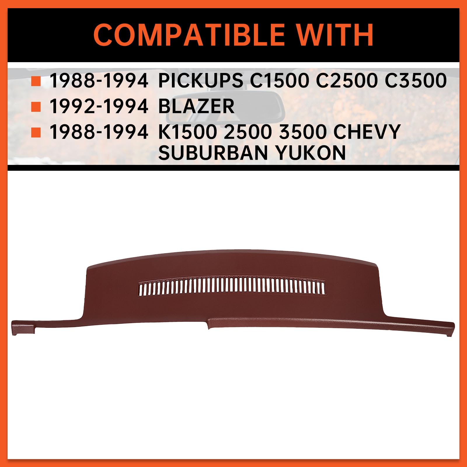 ECOTRIC Molded Dash Cover Compatible with 1992-1994 Blazer/1988-1994 GM Trucks Pickups C1500 C2500 C3500 K1500 2500 3500 Chevy S