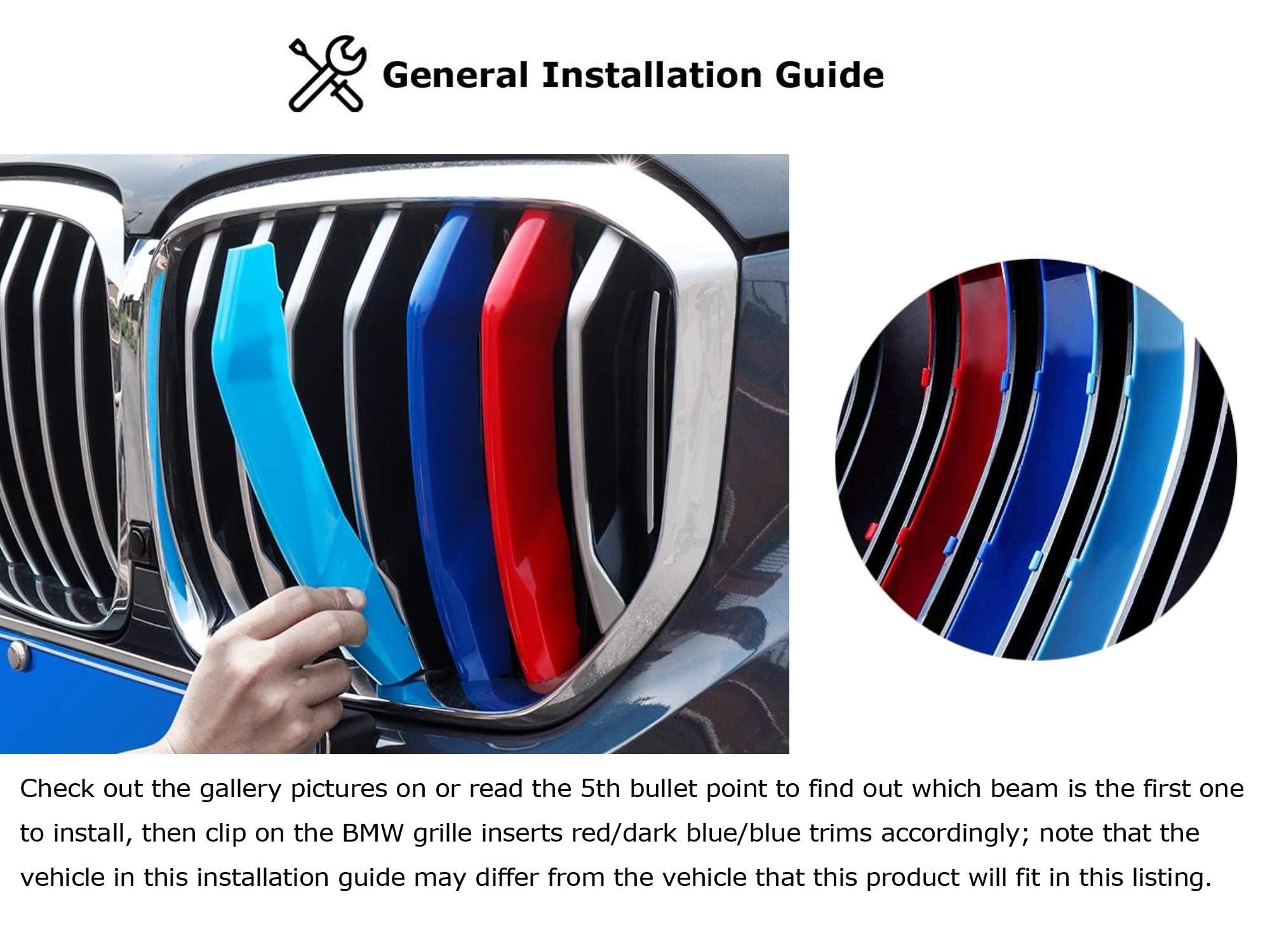 Ijdmtoy Exact Fit///M-Colored Grille Insert Trims Compatible With 2004-2006 Bmw E53 X5 W/ 7 Beam Kidney Grill