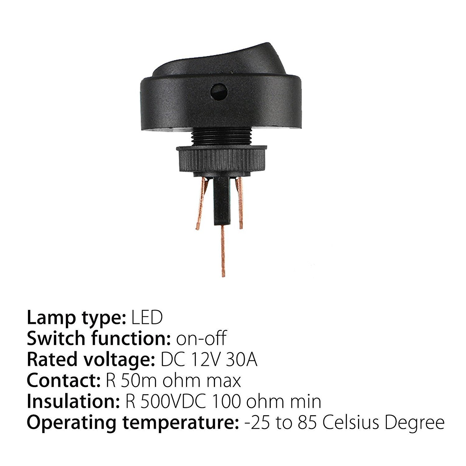 Veanic 5Pcs 12V 30 Amp Red Led Rocker On-Off Control Rocker Switch Waterproof Toggle Plug For Car Truck Rv Motorcycle Boat Marine Control