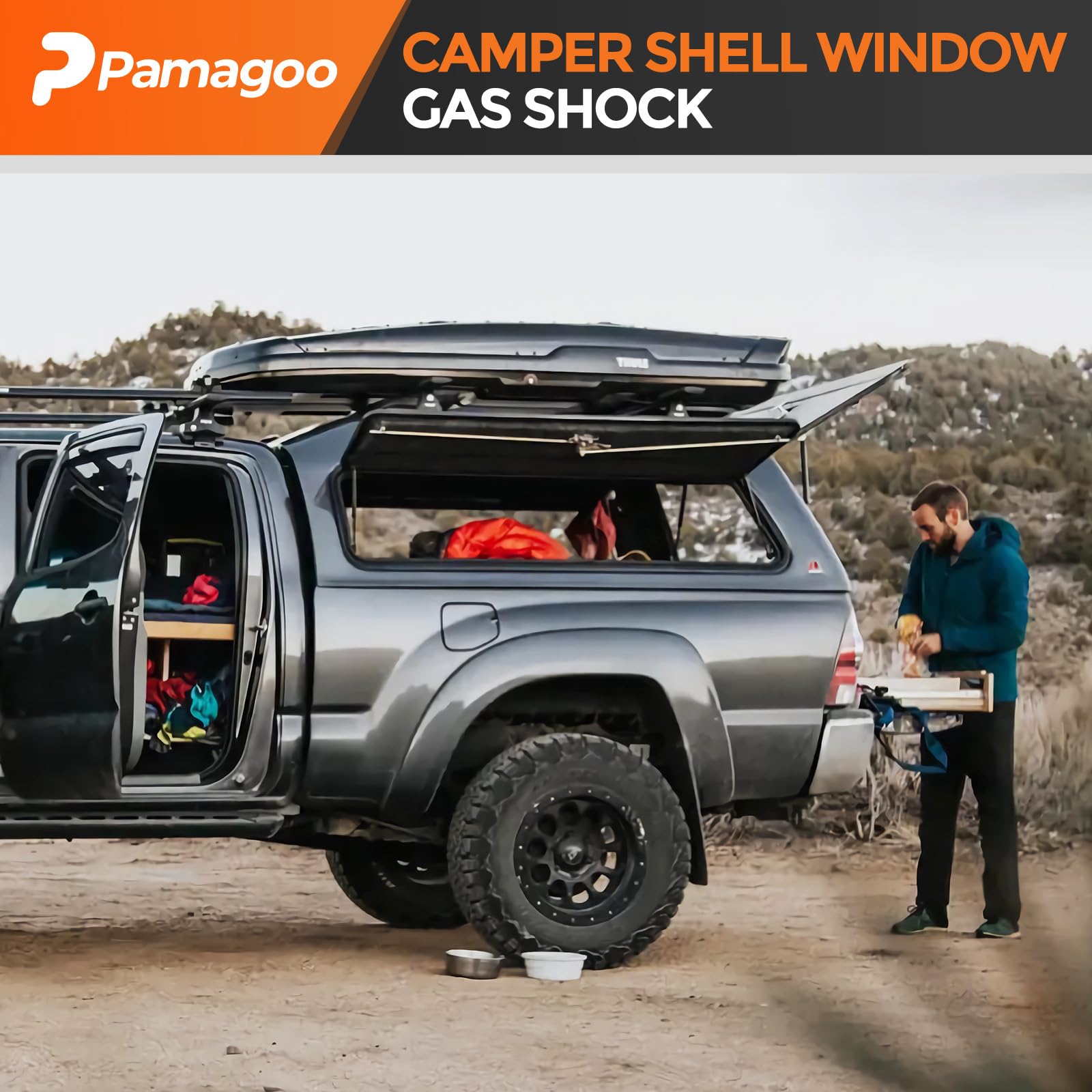 Pamagoo C16-06389 14 Inch Gas Strut 24 Lb 107 N Per Prop, Gas Spring Shock Lift Support For Leer Camper Shell Shock Truck Topper Rear Window Weatherguard Tool Box Cabinet Lid(2 Pack)