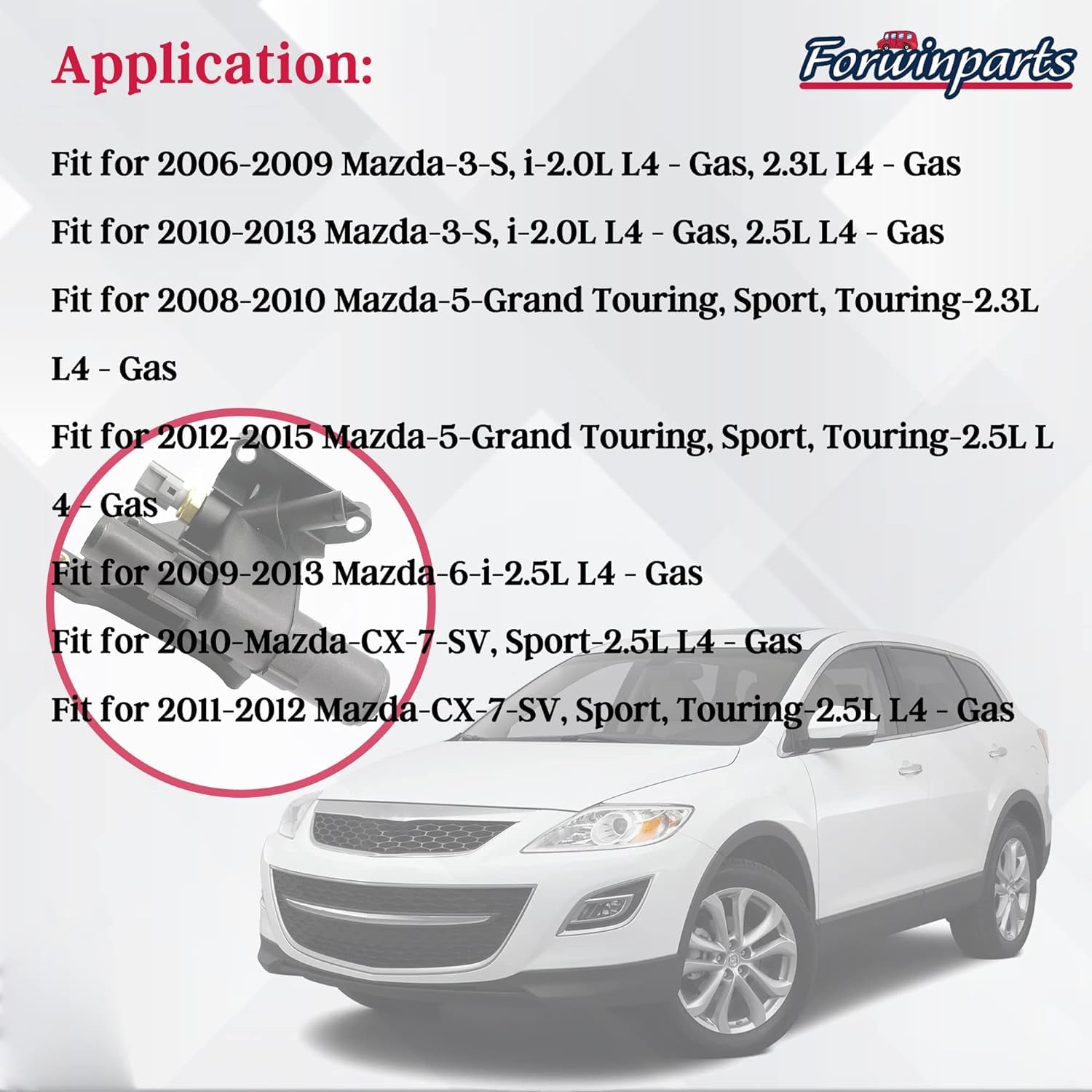 Forwinparts Lf941517Z 902-690 Water Outlet Housing Gasket For Mazda 3 5 6 Cx-7 2006-2015 2.0L 2.3L 2.5L 902690 Lf9415179A