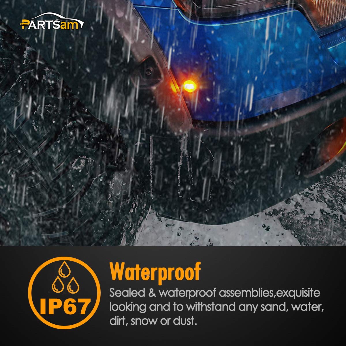 Partsam 2Pcs 3/4 Smoked Amber Led Clearance Light Side Marker Light W/Rubber Grommet, Grill Lights Turn Signals For Truck Trailer Pickups Rv, 12V, Flush Mount