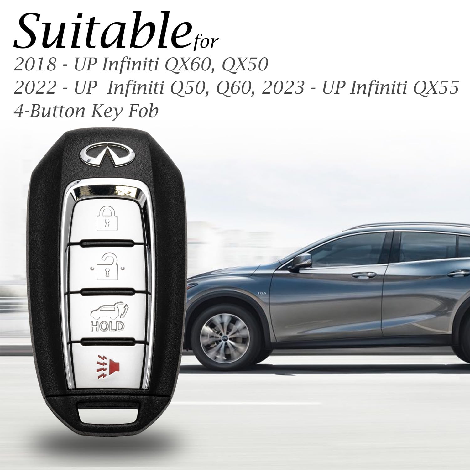 Vitodeco Leather Smart Key Fob Case Cover Protector Compatible for 2018 - 2025 Infiniti QX60, QX50, 2022 - 2023 Infiniti Q50, Q6