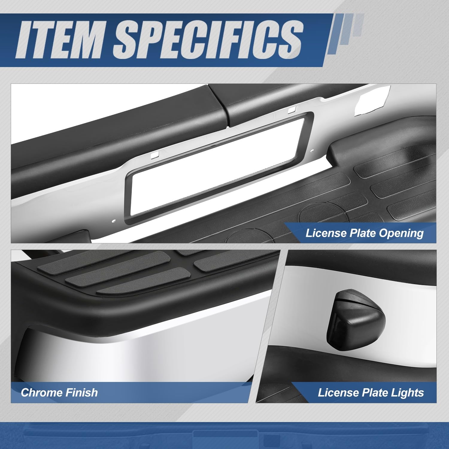 Auto Dynasty Rear Step Bumper Assembly Compatible With 1999-2006 Silverado Sierra 1500 2500, 2007 1500 Classic Fleetside/Stylesi