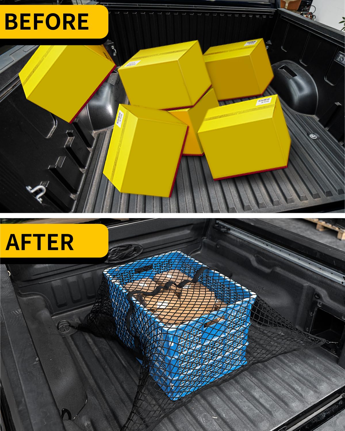 Maxzina Cargo Net Compatible With 2022-2025 Ford Maverick 2021-2025 F150 Truck Storage Net Dense Mesh Single Layer Stretchable A