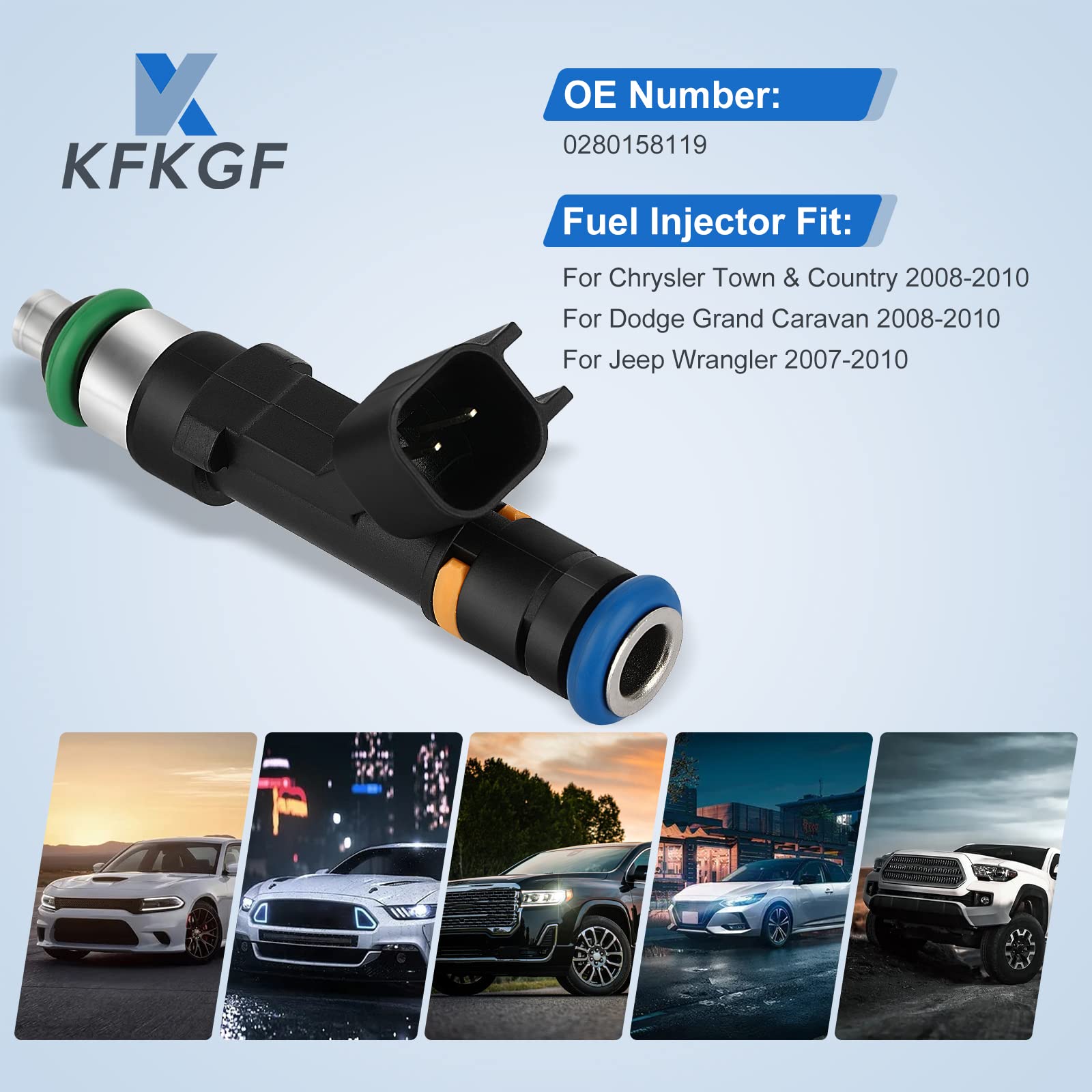 KFKGF 6PCS 4HOLES Fuel Injector for Chrysler for Town & Country 3.3L/3.8L 08-10, for Dodge for Grand Caravan 3.3L/3.8L 08-10, fo