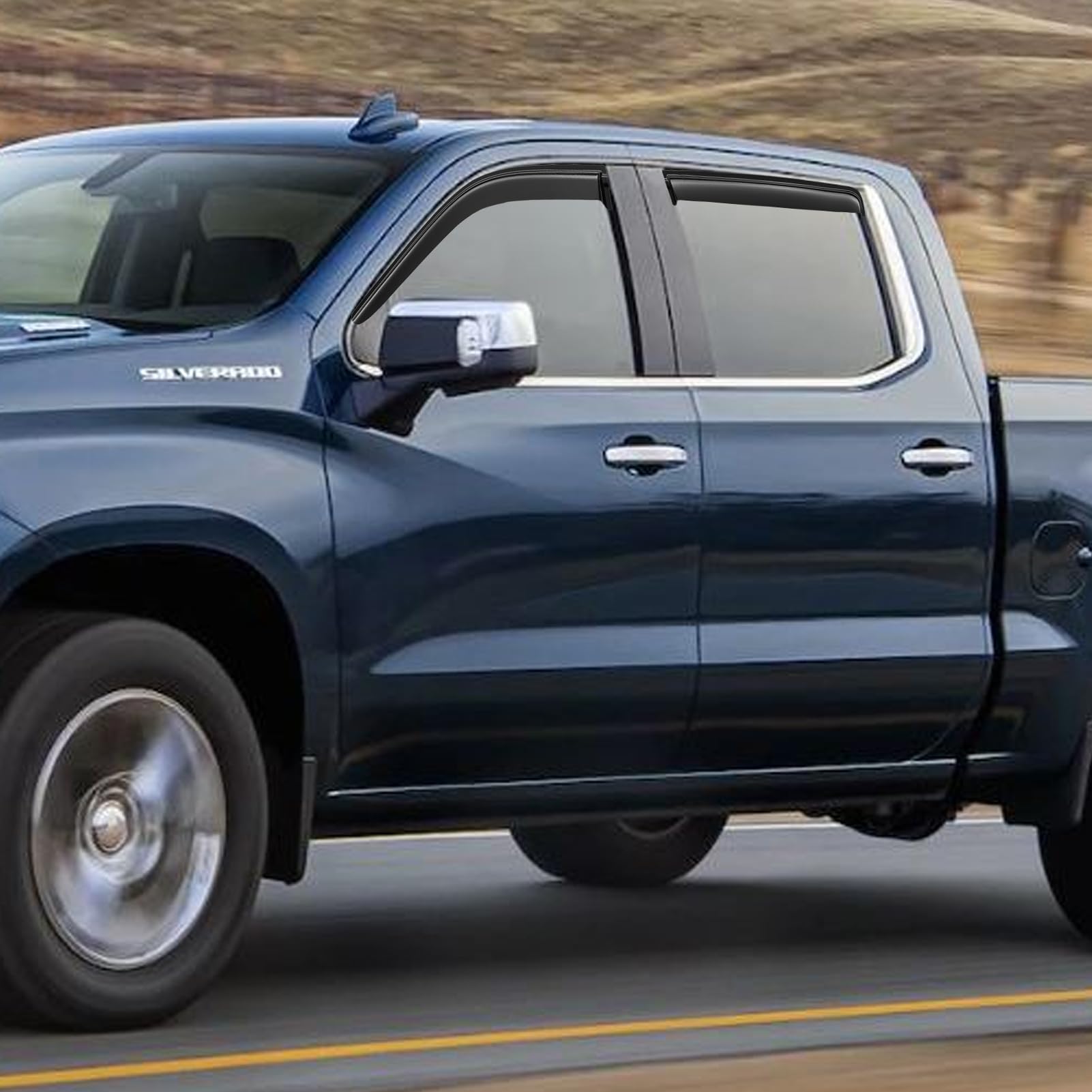 Window Rain Guards For 2019-2024 Chevy Silverado/Gmc Sierra 1500 Crew Cab, Out-Channel Window Vent Wind Visors Shades Deflectors