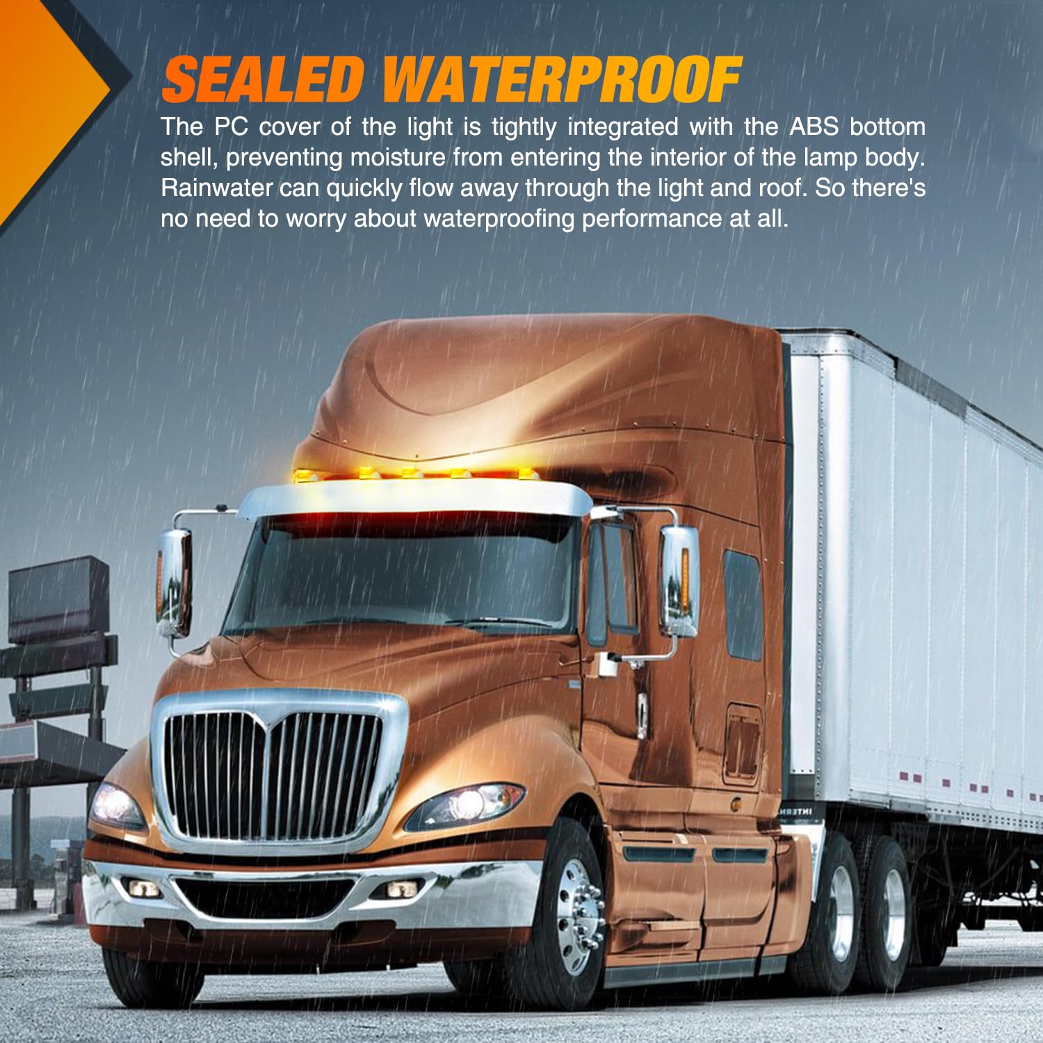 Nilight Cab Roof Marker Light 5 Pcs 17 Led Amber Top Clearance Lights Waterproof Surface Mount Compatible With Mack Kenworth Fre